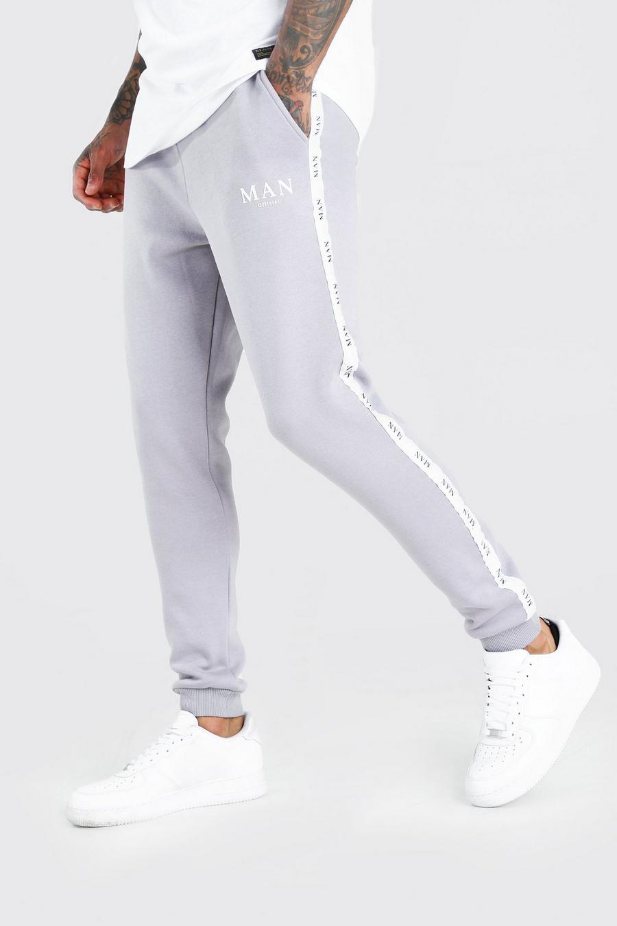 Charcoal Skinny Fit Jogger With MAN Tape image number 1
