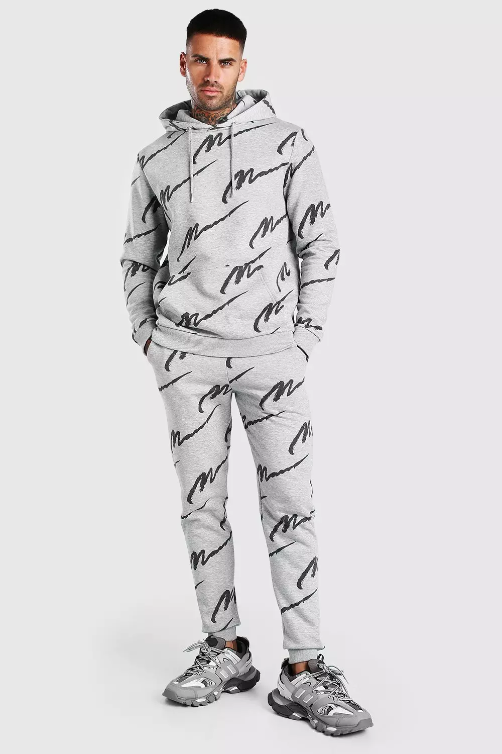 All Over MAN Printed Hooded Tracksuit