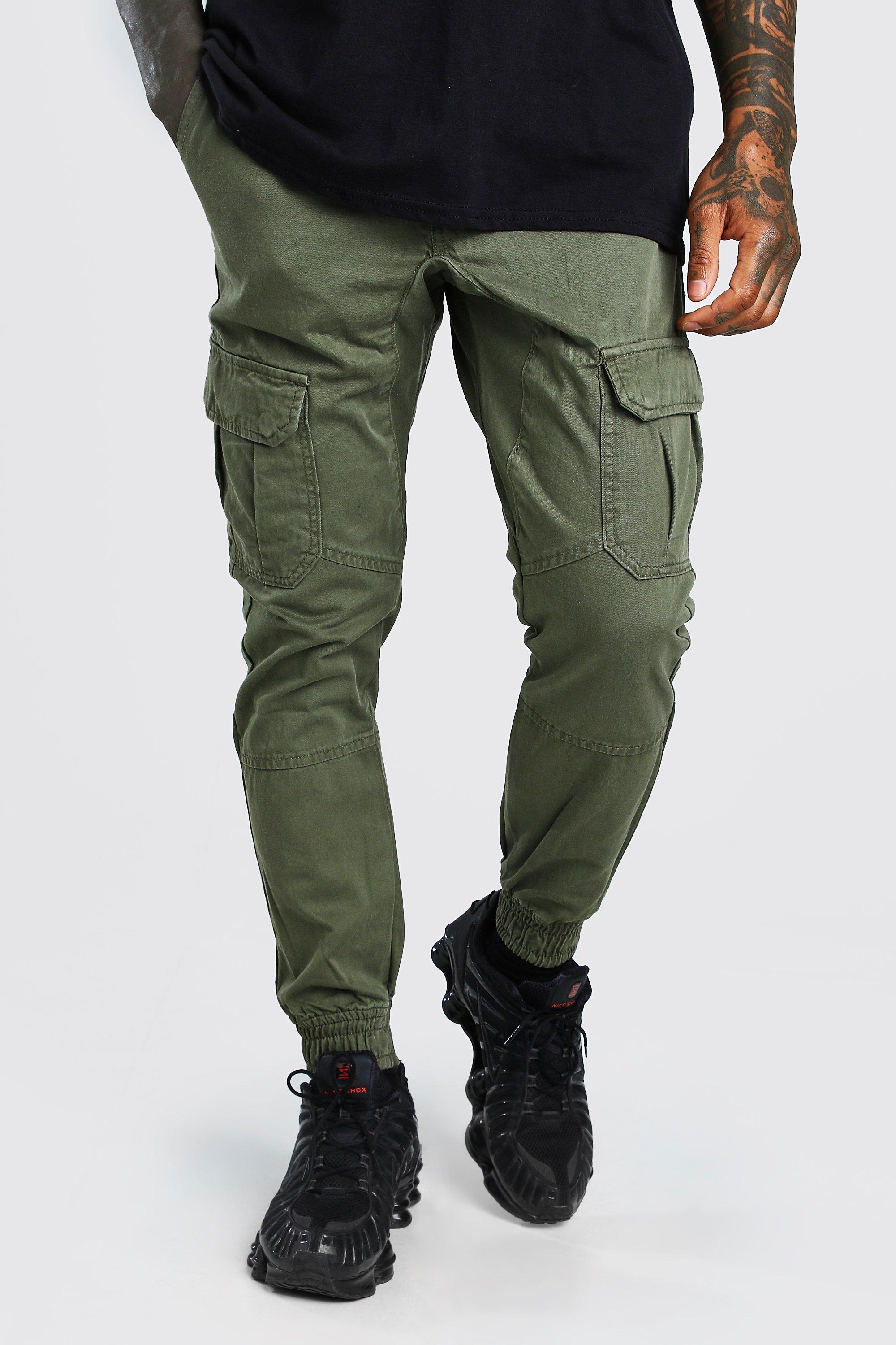 Men's Skinny Fit Cargo Trouser With Cuff | Boohoo UK