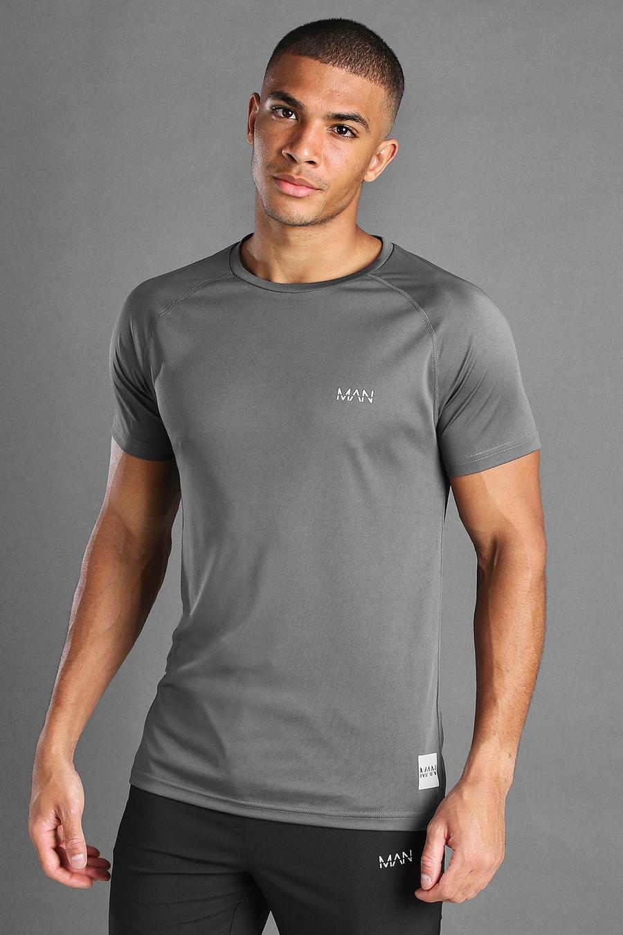 Charcoal MAN Active Muscle Fit Raglan T-Shirt image number 1