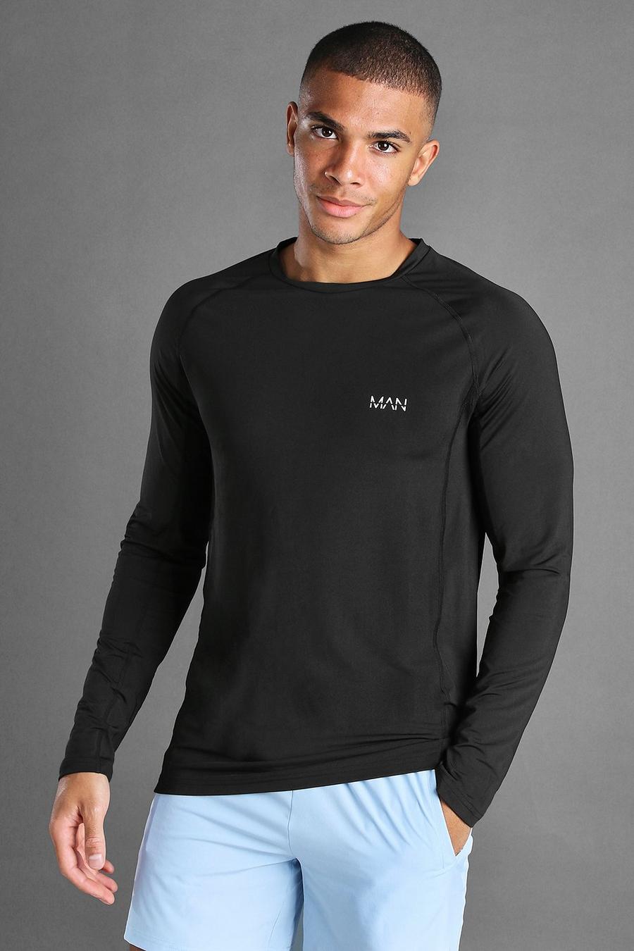 Zwart MAN Active Compression T-shirt met lange mouwen image number 1