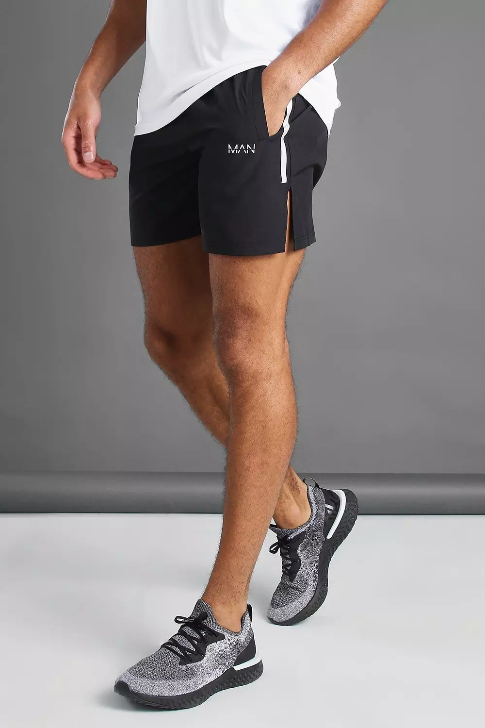 Black Man Active Gym Shorts With Split Hem alternative image