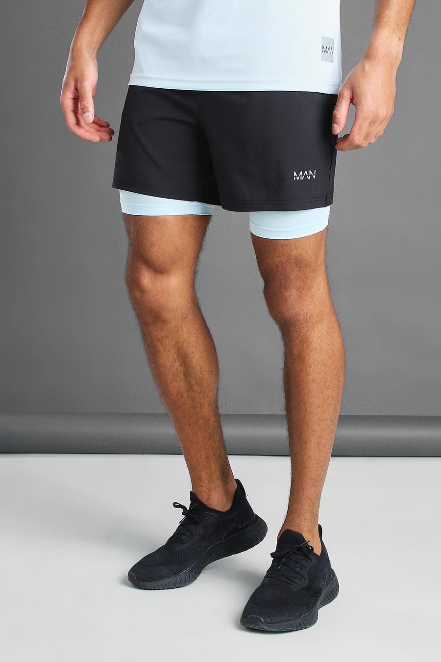 MAN Active 2-in-1 Kompressions-Shorts mit Kontrastfarben image number 1