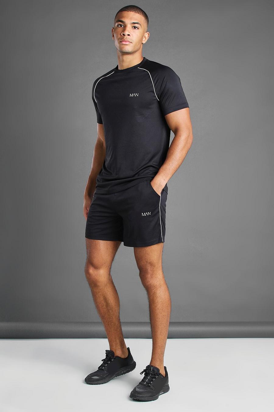 MAN Active T-Shirt und Shorts mit reflektierender Paspelierung image number 1