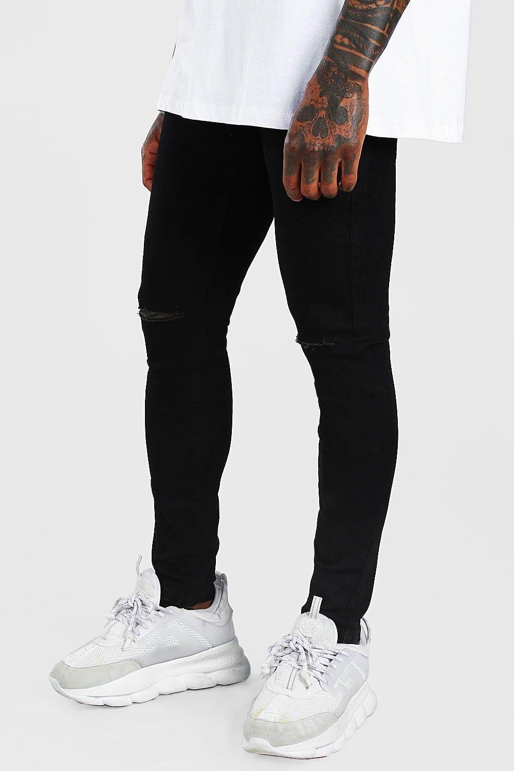black skinny jeans with knee slits