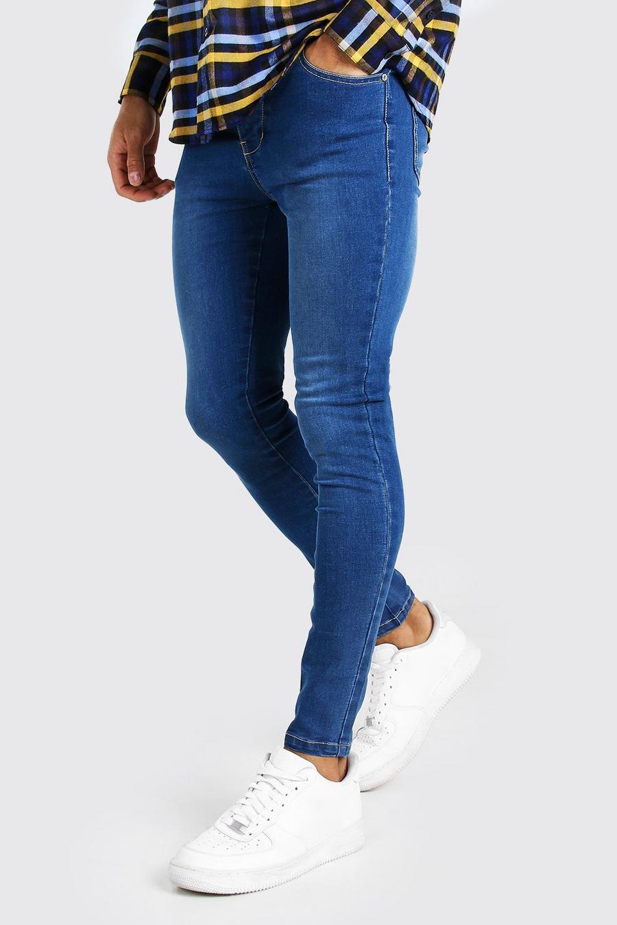 Middenblauw Strakke Skinny Jeans image number 1