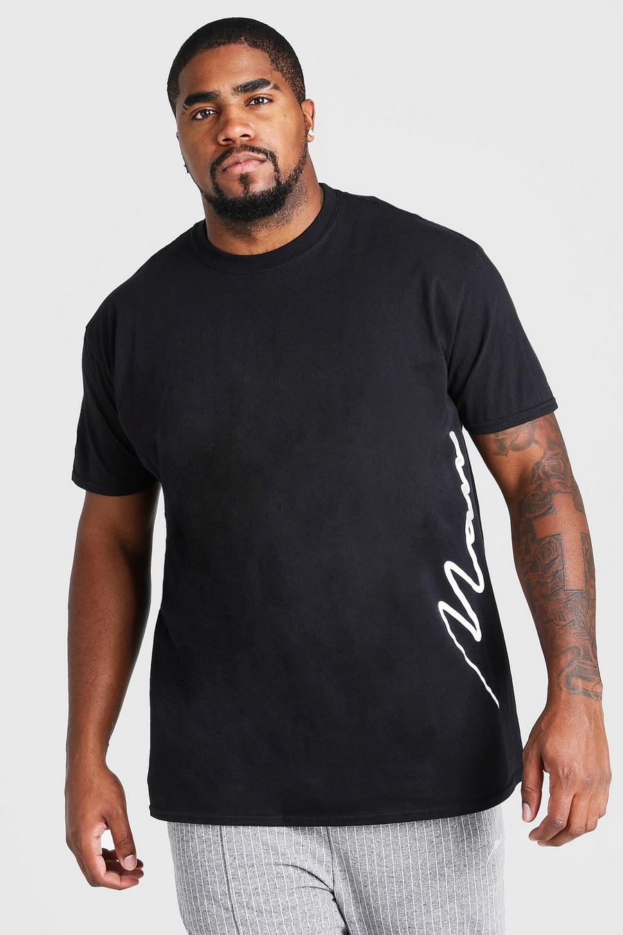 Big And Tall T-shirt con stampa e scritta MAN, Nero image number 1