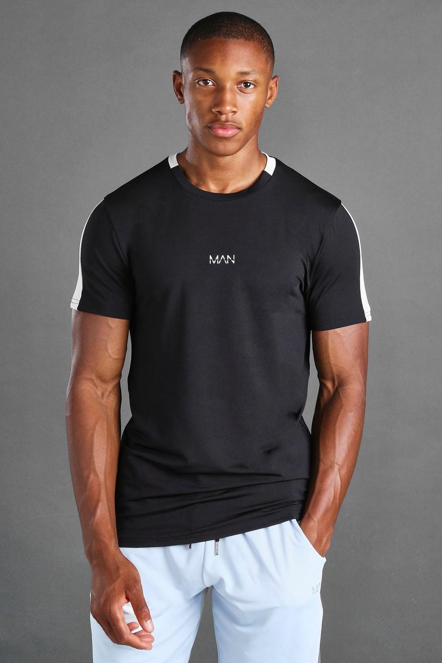 Black MAN Active T-Shirt With Woven Label Detail image number 1