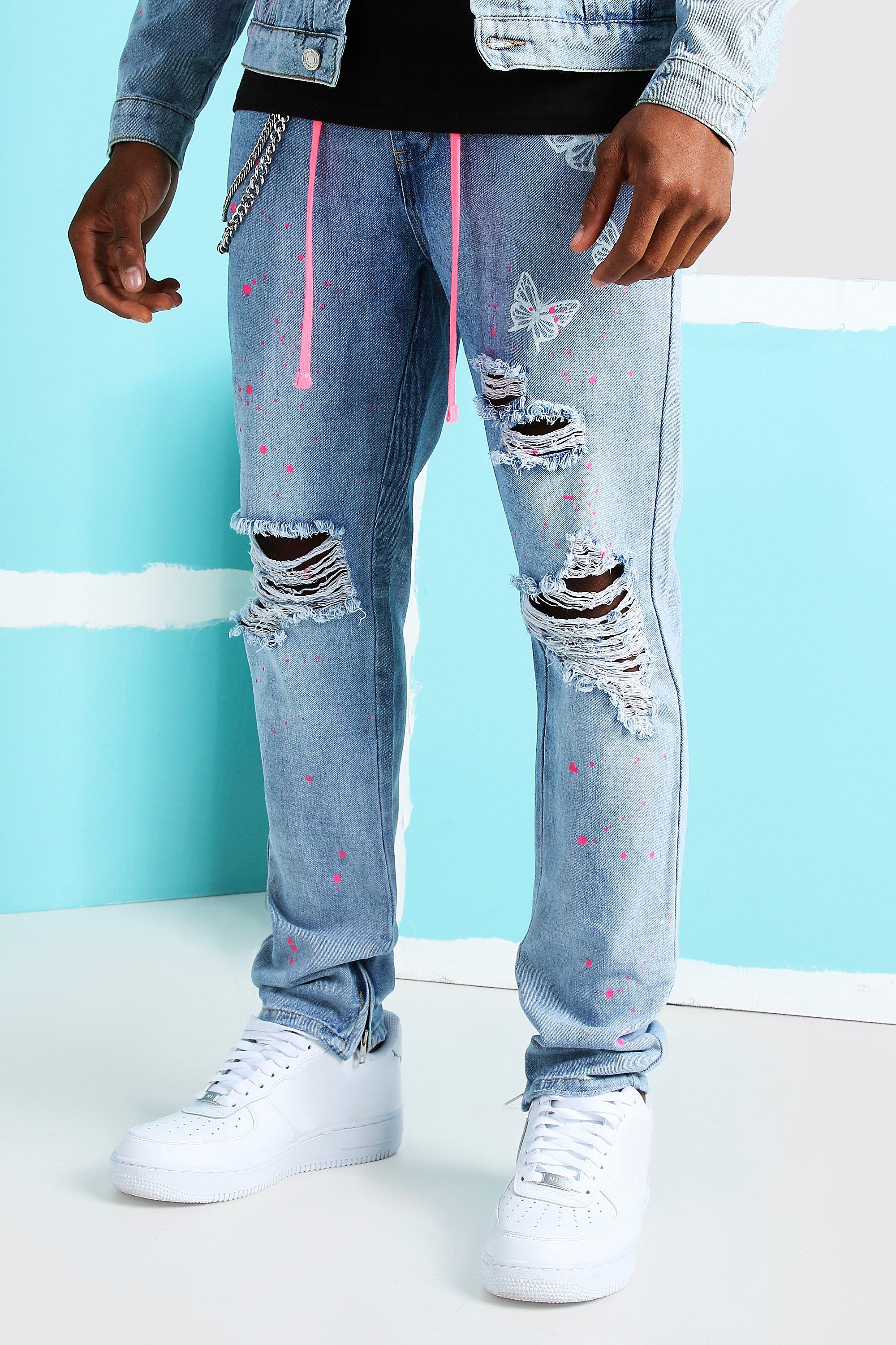 mens butterfly jeans