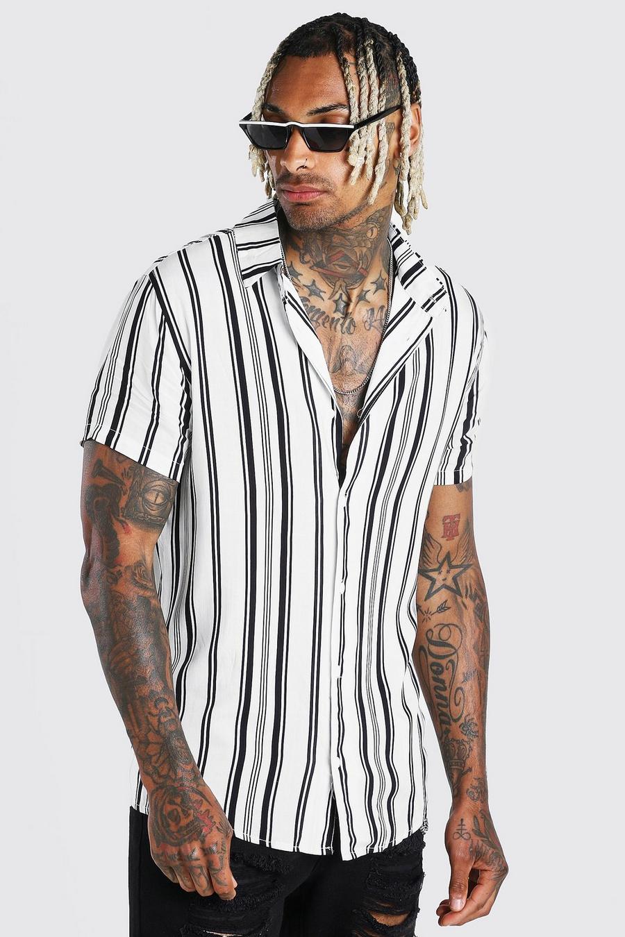 Short Sleeve Collar Stripe Shirt image number 1