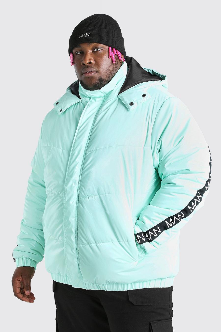 Mint Plus Size MAN Dash High Shine Hooded Puffer image number 1