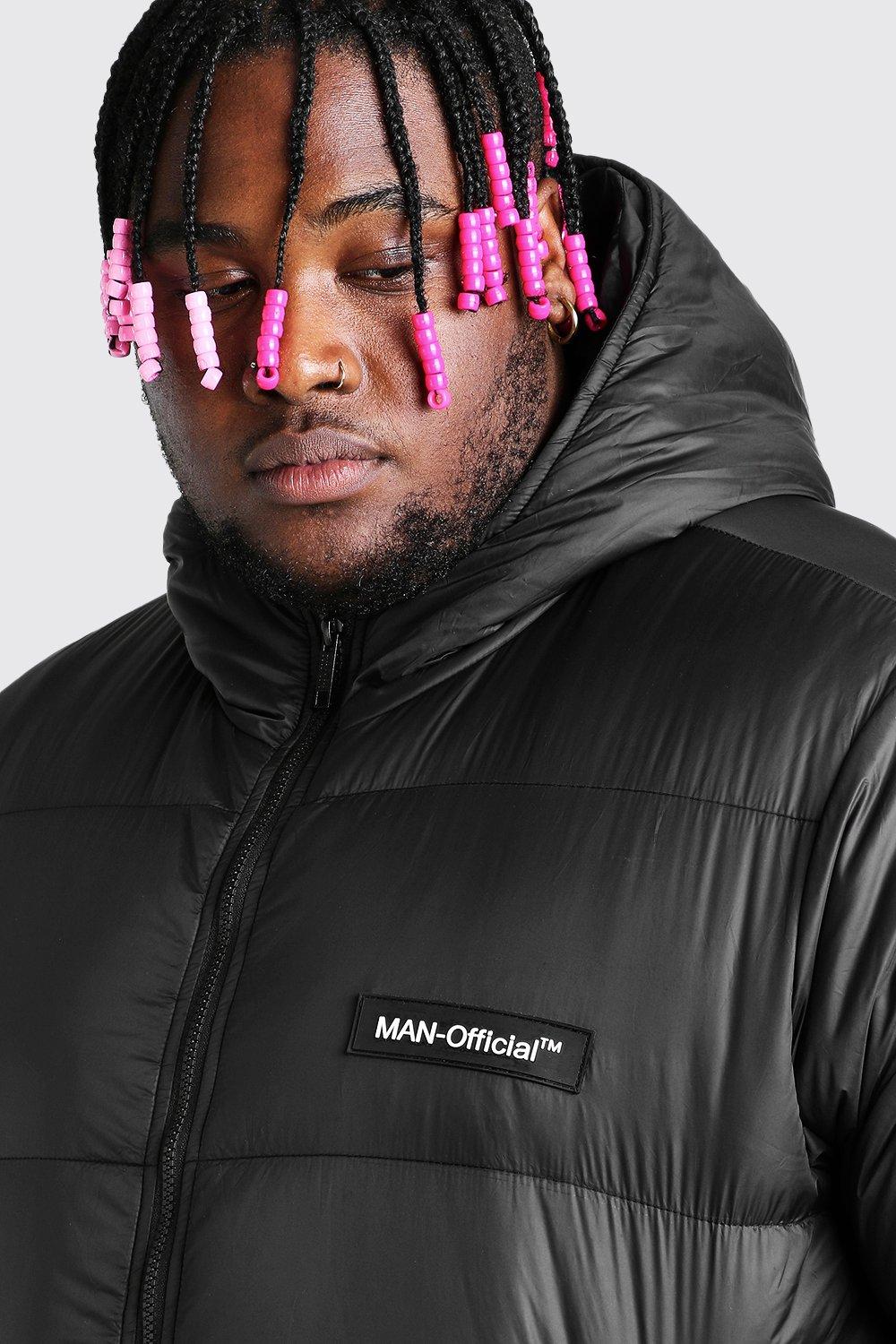 Black branded puffer jacket sales