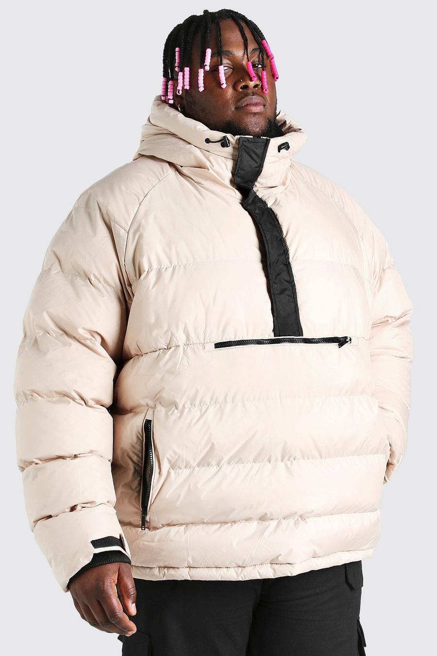 Stone Plus Size Over The Head Padded Puffer Jacket image number 1
