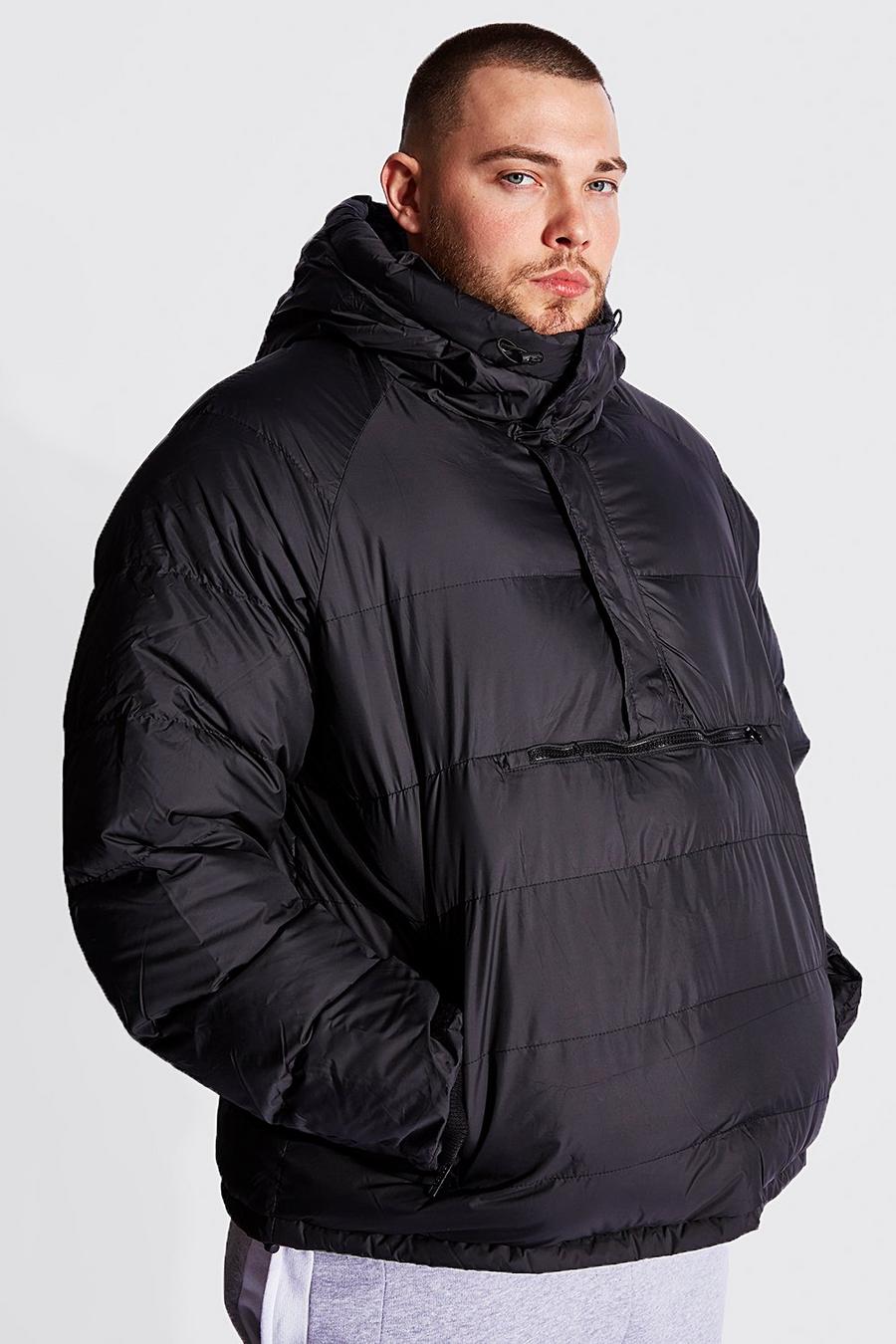 Black Plus Size Over The Head Padded Puffer image number 1