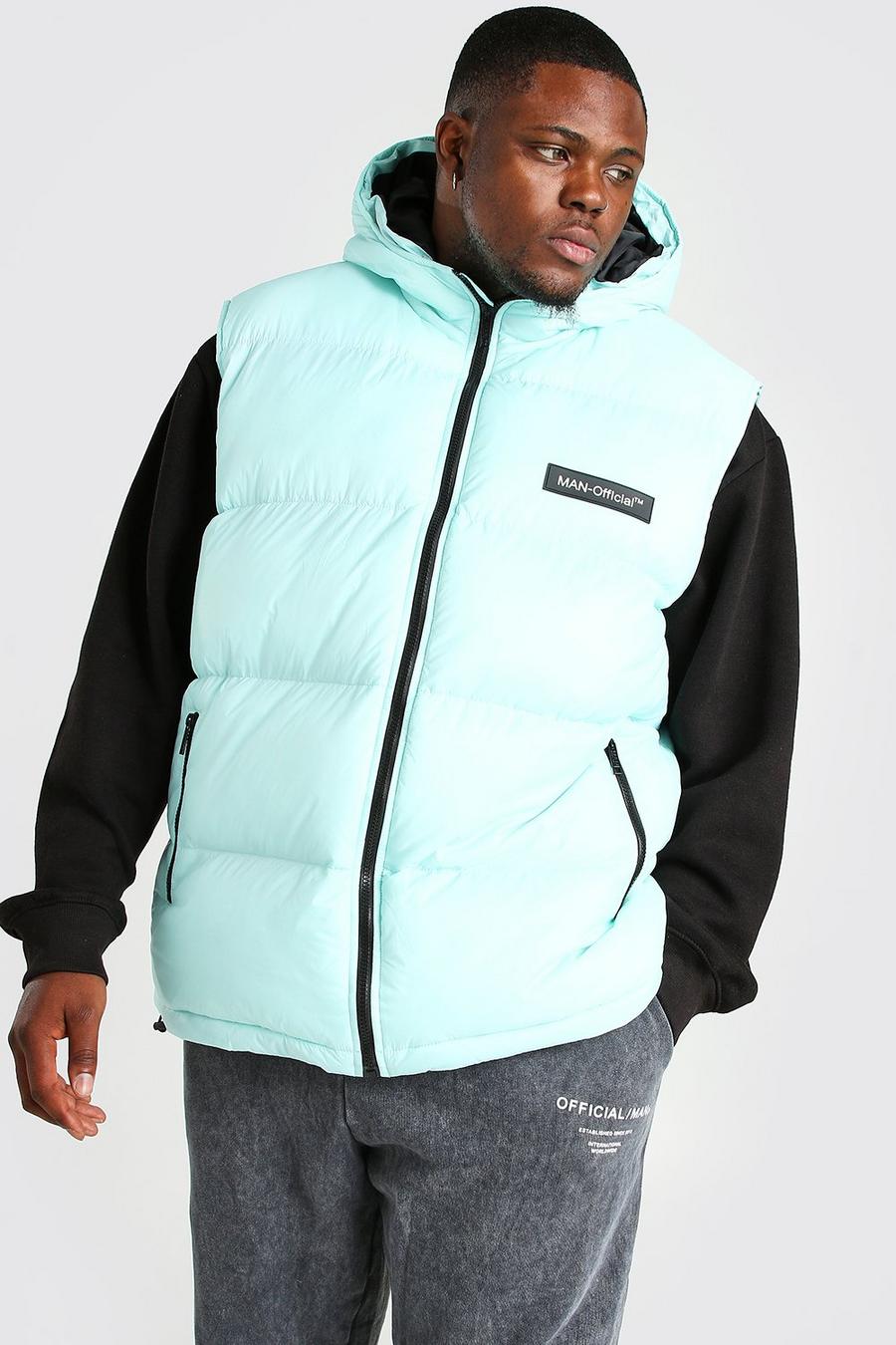 Big And Tall Gilet imbottito con marchio MAN, Verde menta image number 1