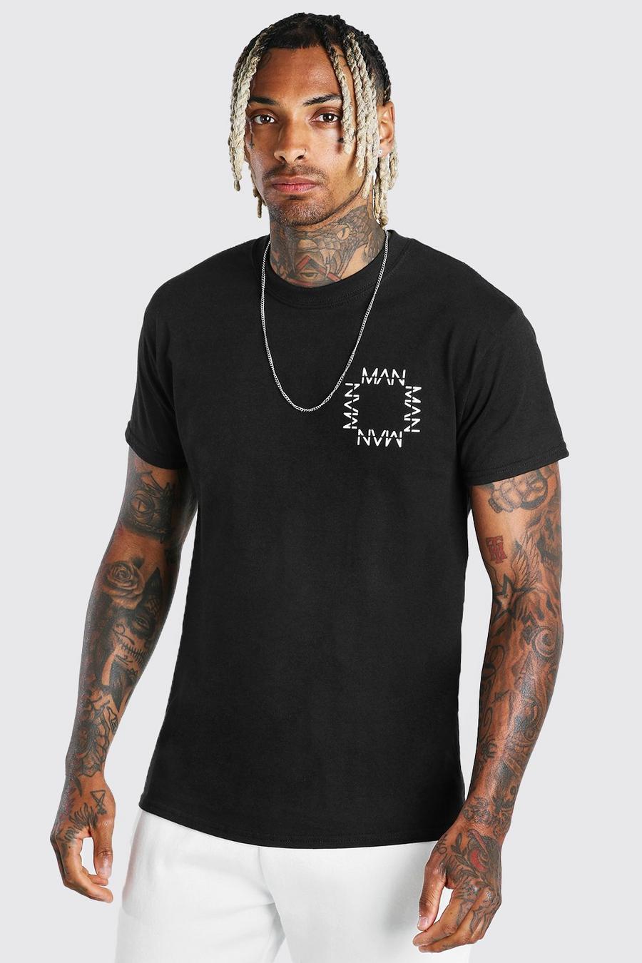 Black Original MAN T-shirt med fyrkantigt tryck fram image number 1