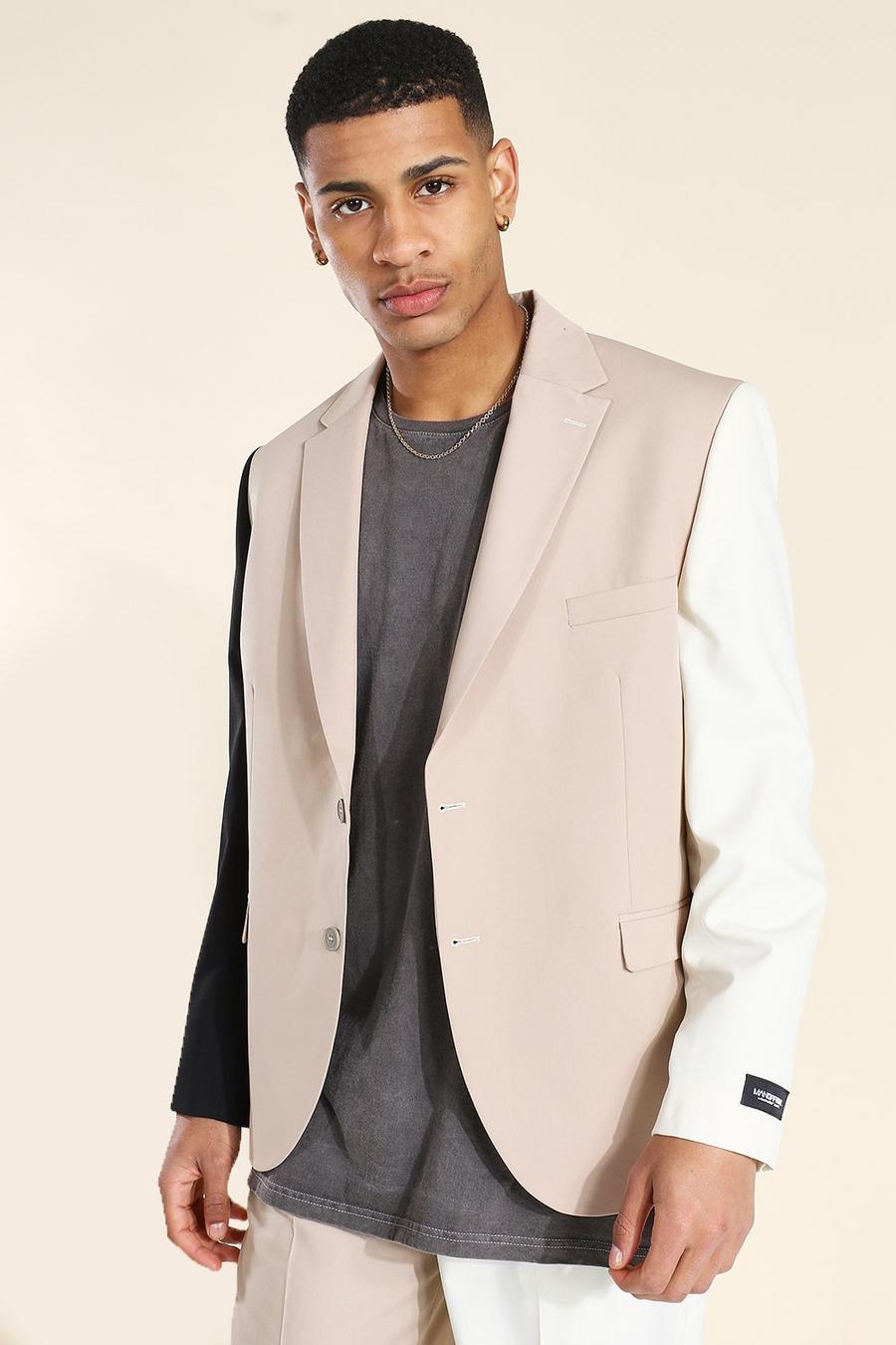 Brown Oversized Colour Block Sb Suit Jacket image number 1