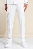 White Geplooide Slim Fit Pantalons