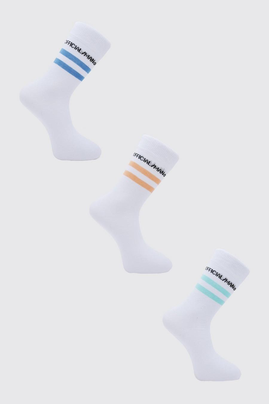 Pack de 3 pares de calcetines con raya deportiva MAN Official, Multicolor image number 1