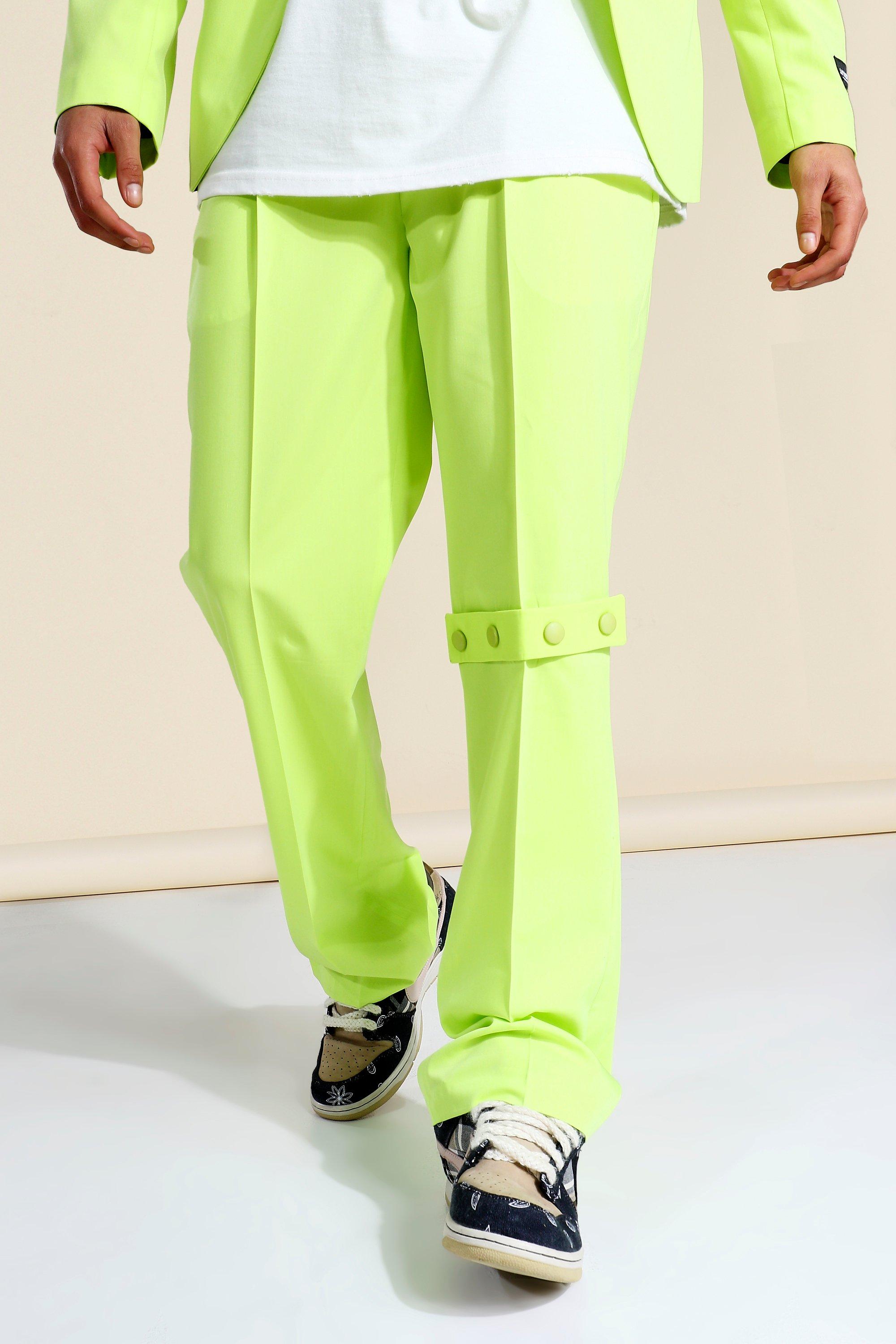 Green Relaxed Buttoned Suit Trousers