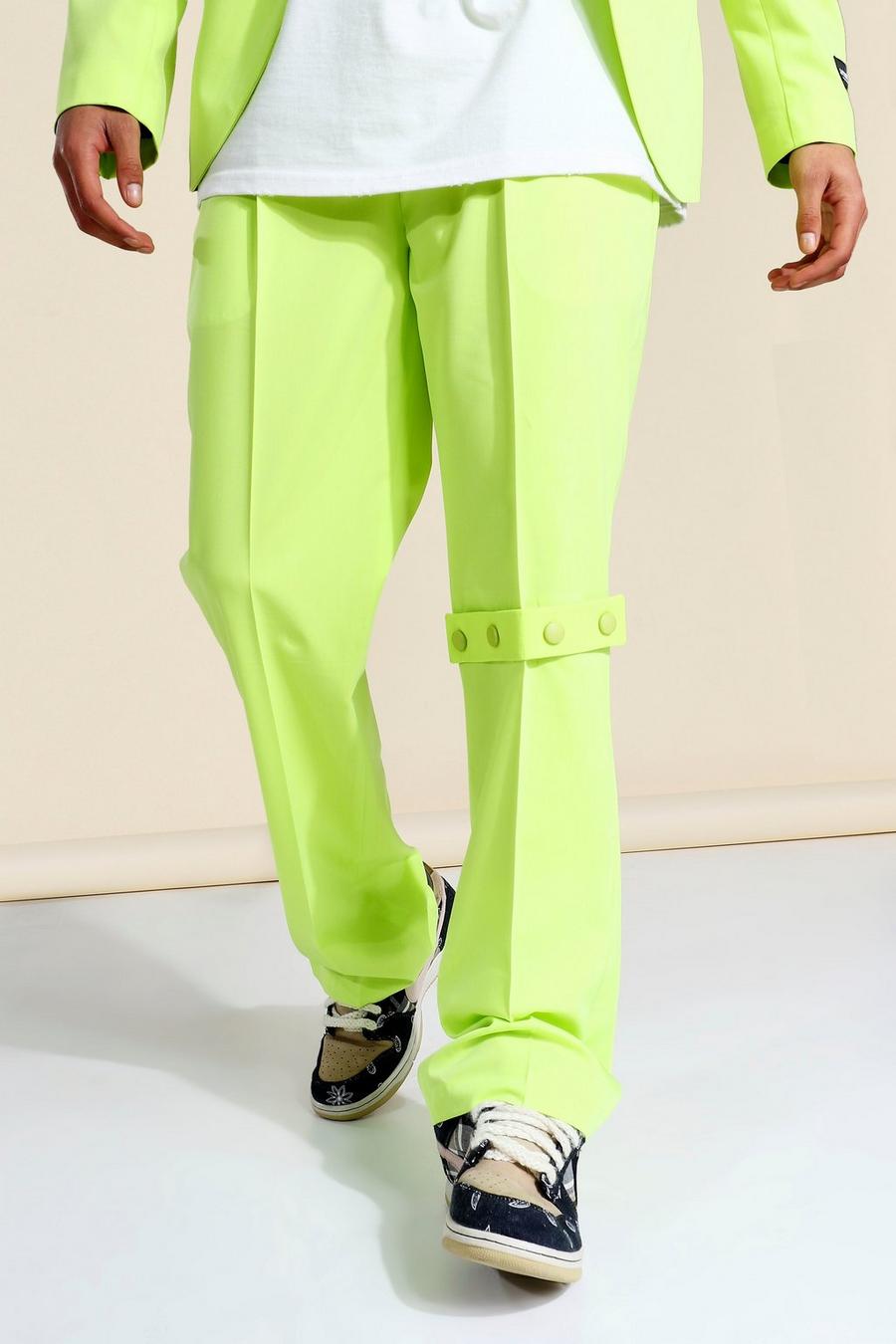 ירוק מכנסי חליפה בגזרה משוחררת עם כפתורים image number 1