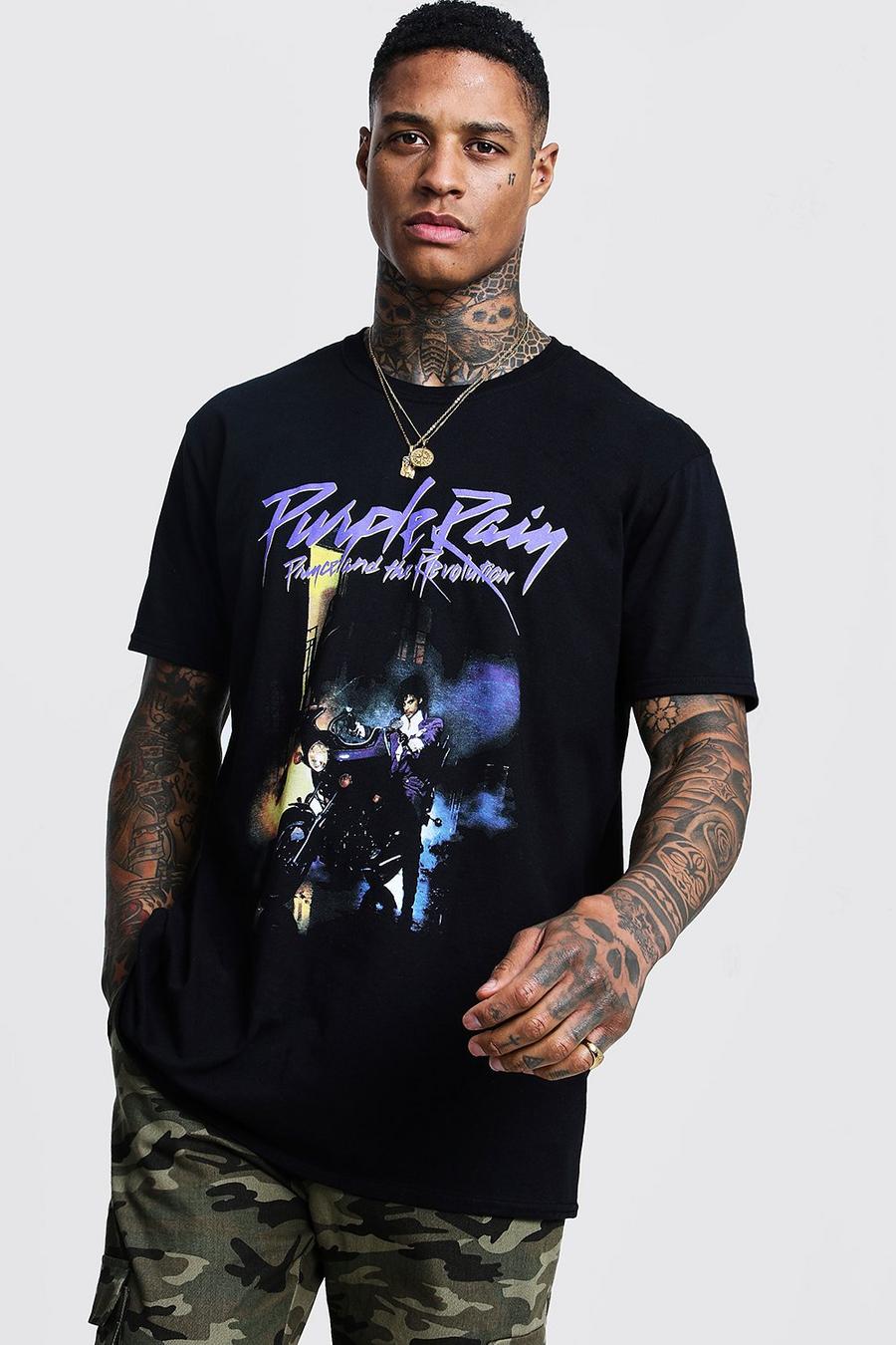 Black svart Purple Rain licensierad t-shirt med Prince-motiv