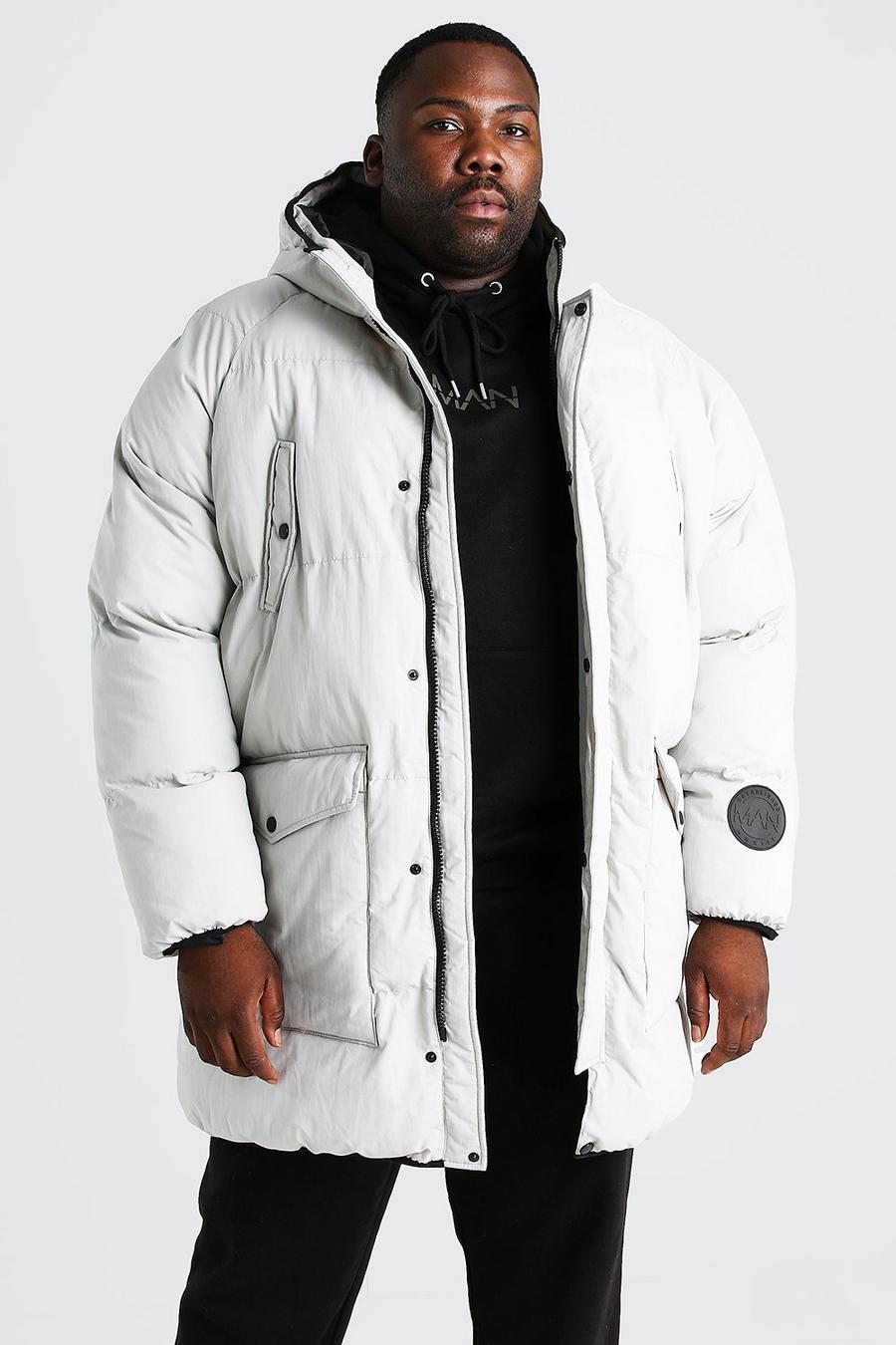 Grey Plus Size Quilted Hooded Puffer image number 1