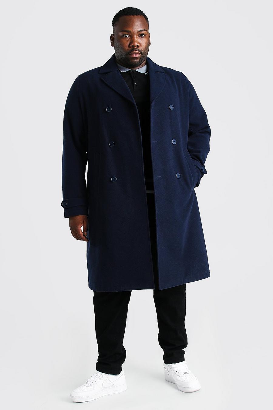 Navy Plus Size Double Breasted Wool Look Overcoat image number 1