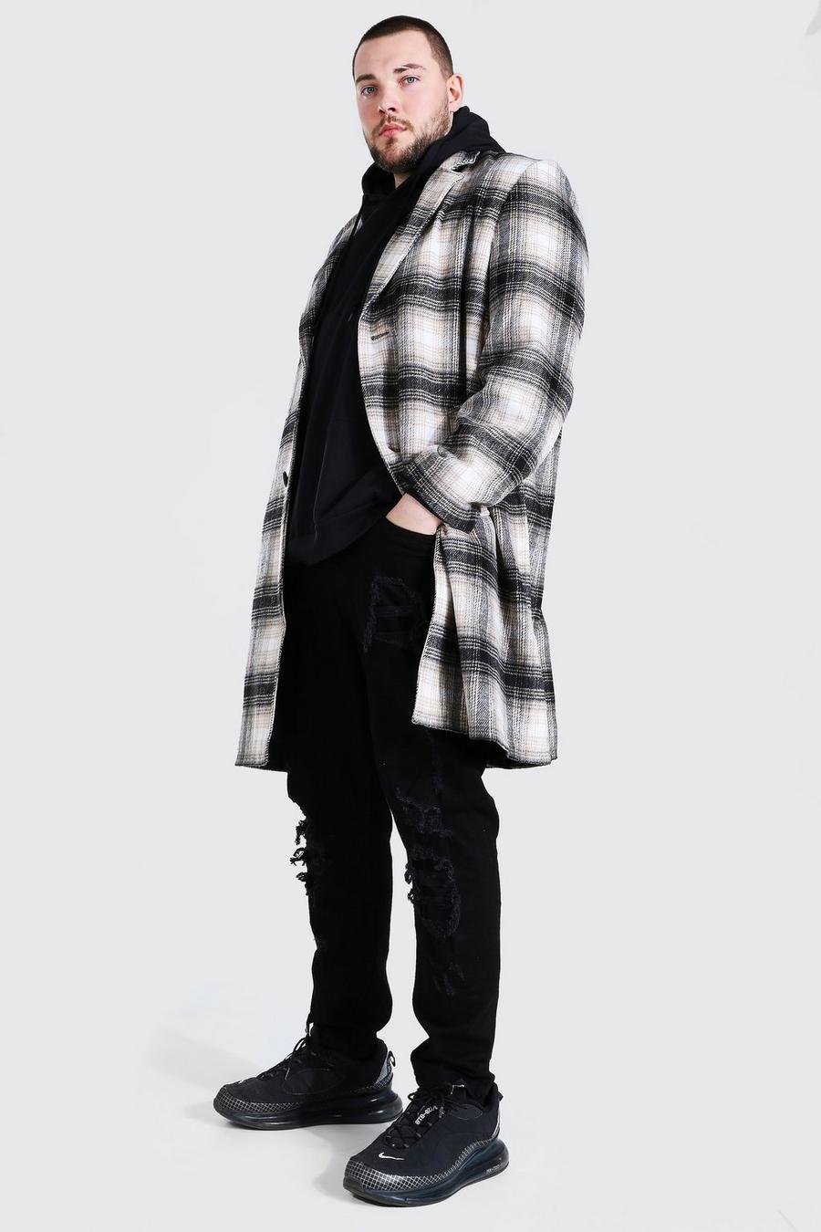 Multi Plus Size Check Single Breasted Overcoat image number 1