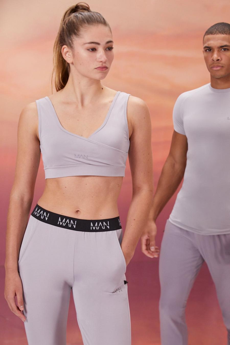Grey grå Hers Active Sports Bra With Print Detail image number 1