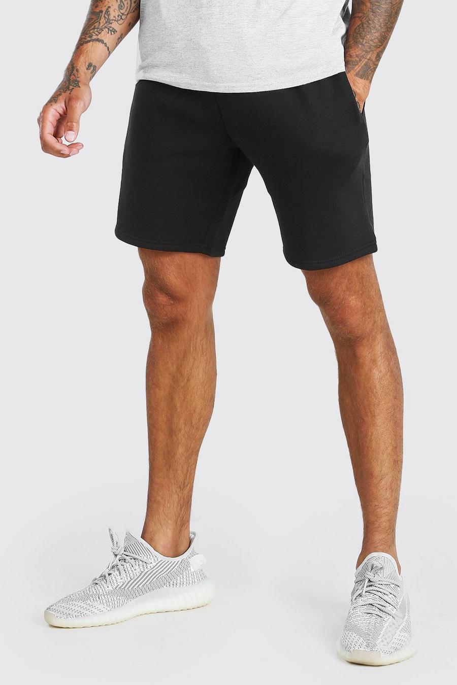 Zwart Basic Middellange Jersey Shorts image number 1
