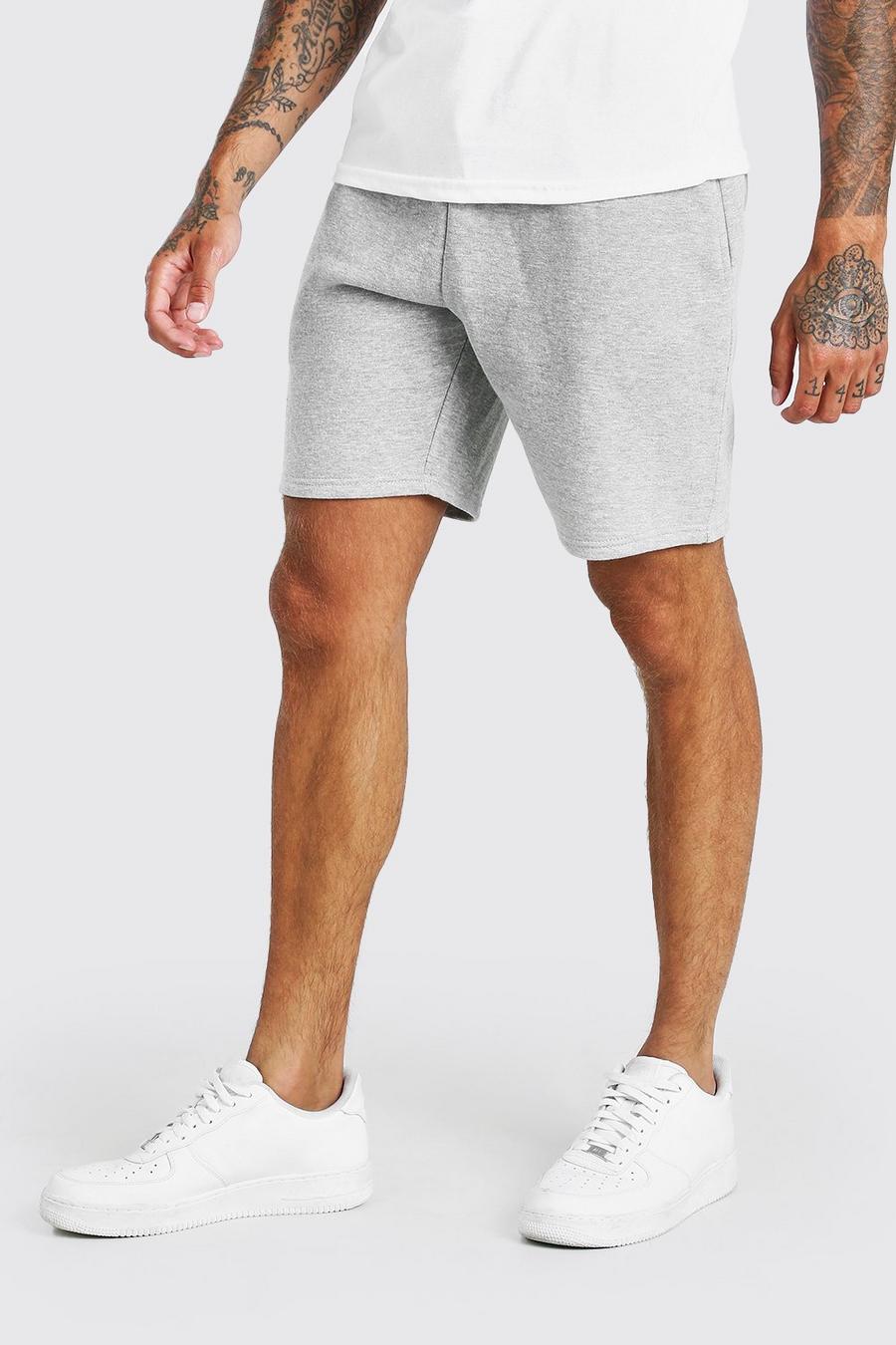 Grey marl Basic mellanlånga shorts i jersey image number 1