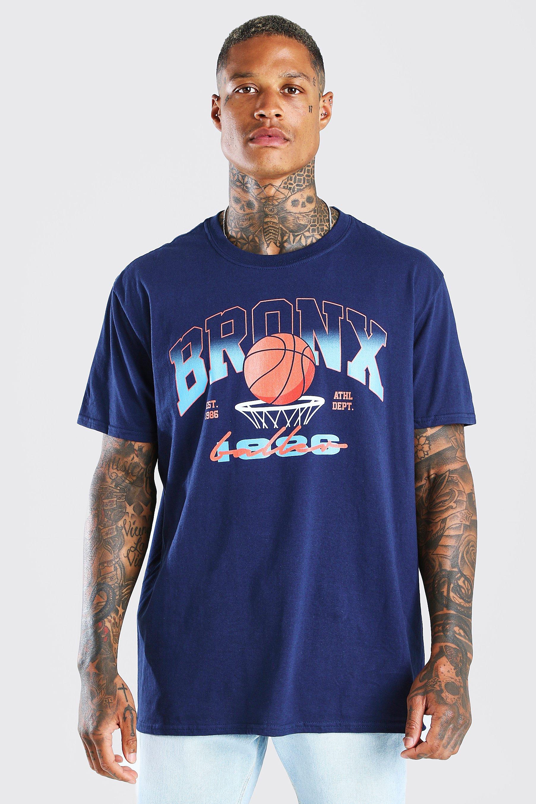 Oversized Bronx Basketball Print T-Shirt