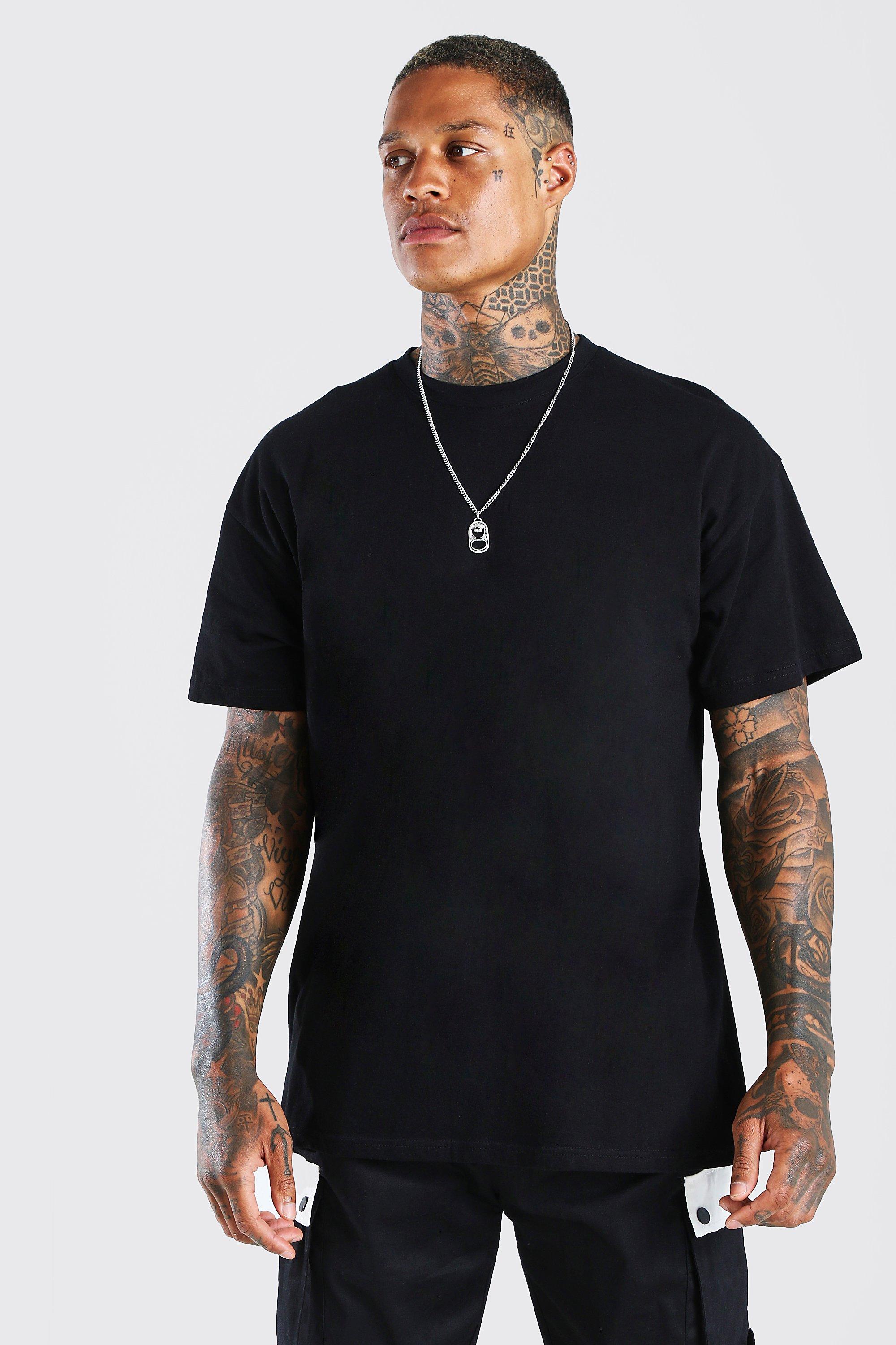 Camiseta Para Hombre Oversize Estampada Negra 00-11ON