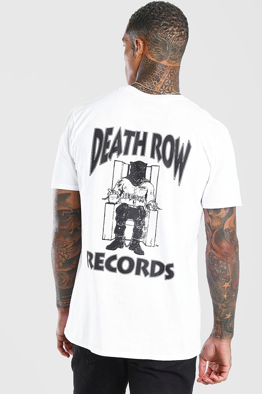 White "Death Row" T-shirt med tryck fram och bak image number 1