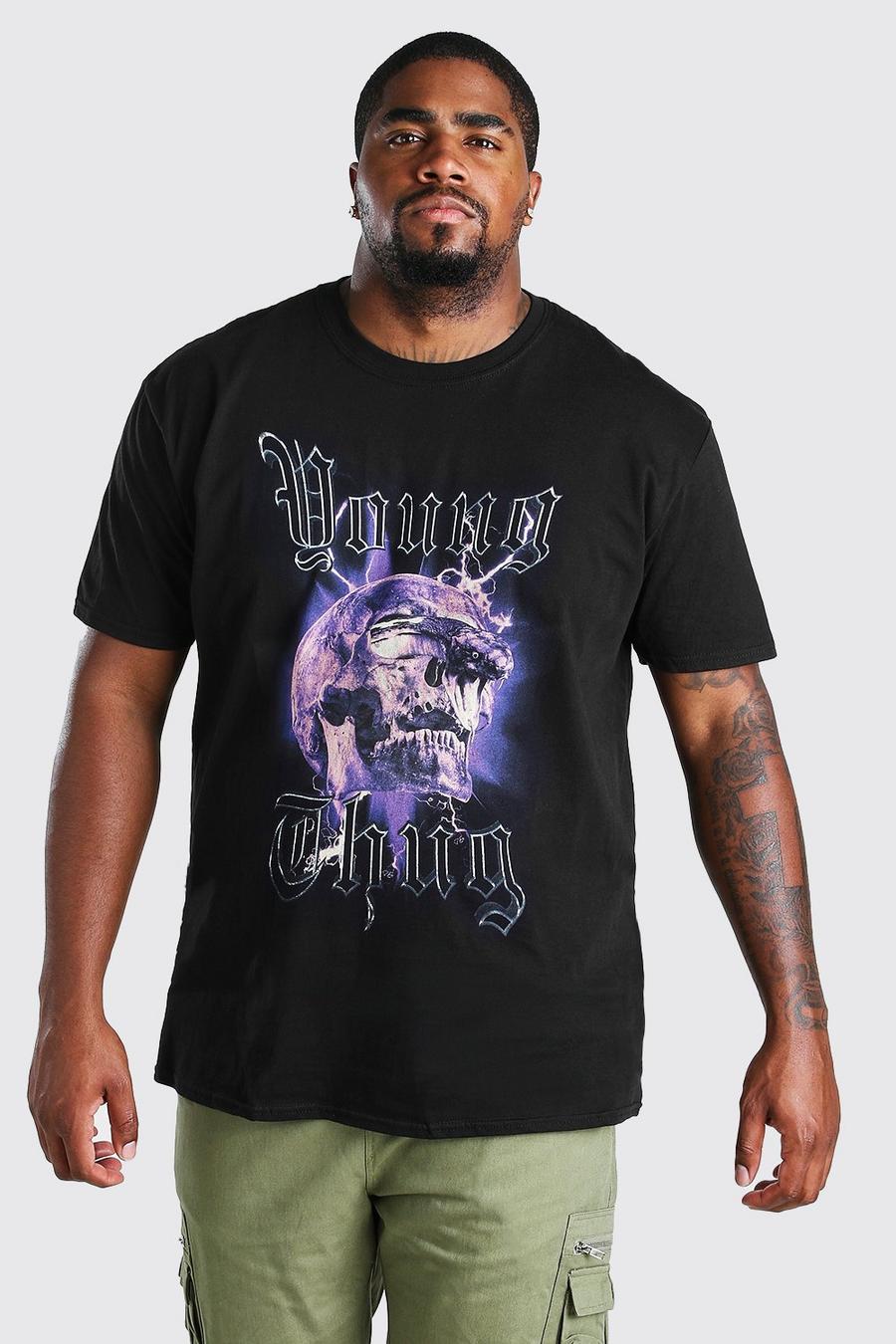 Black Plus Size Young Thug  Skull License T-Shirt image number 1
