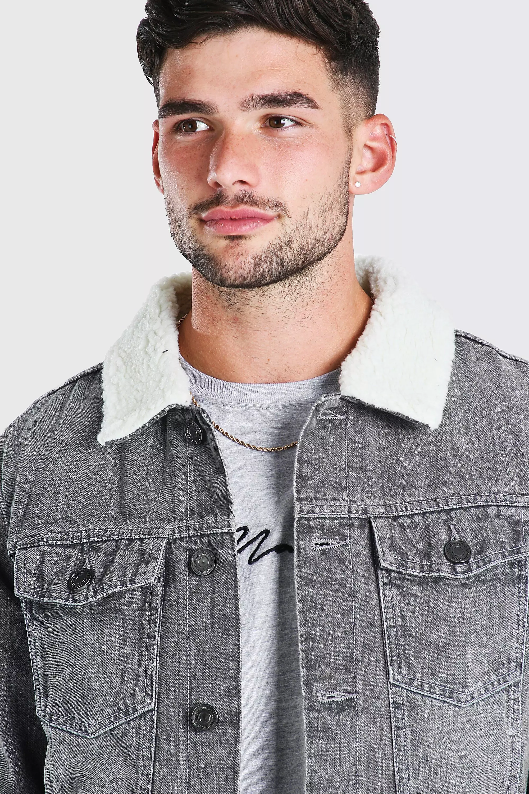 Fully lined store sherpa denim jacket