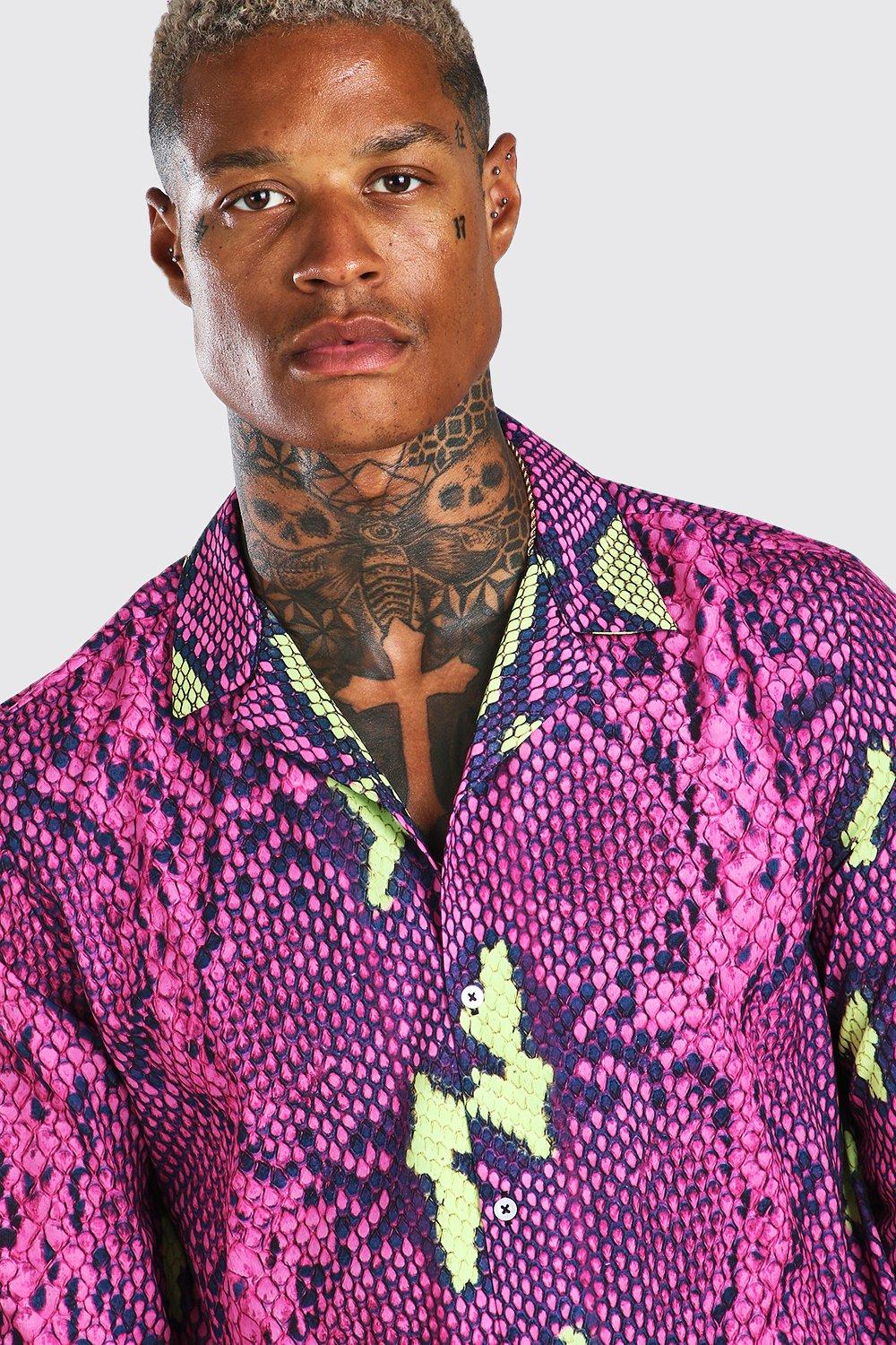men's snake print shirt