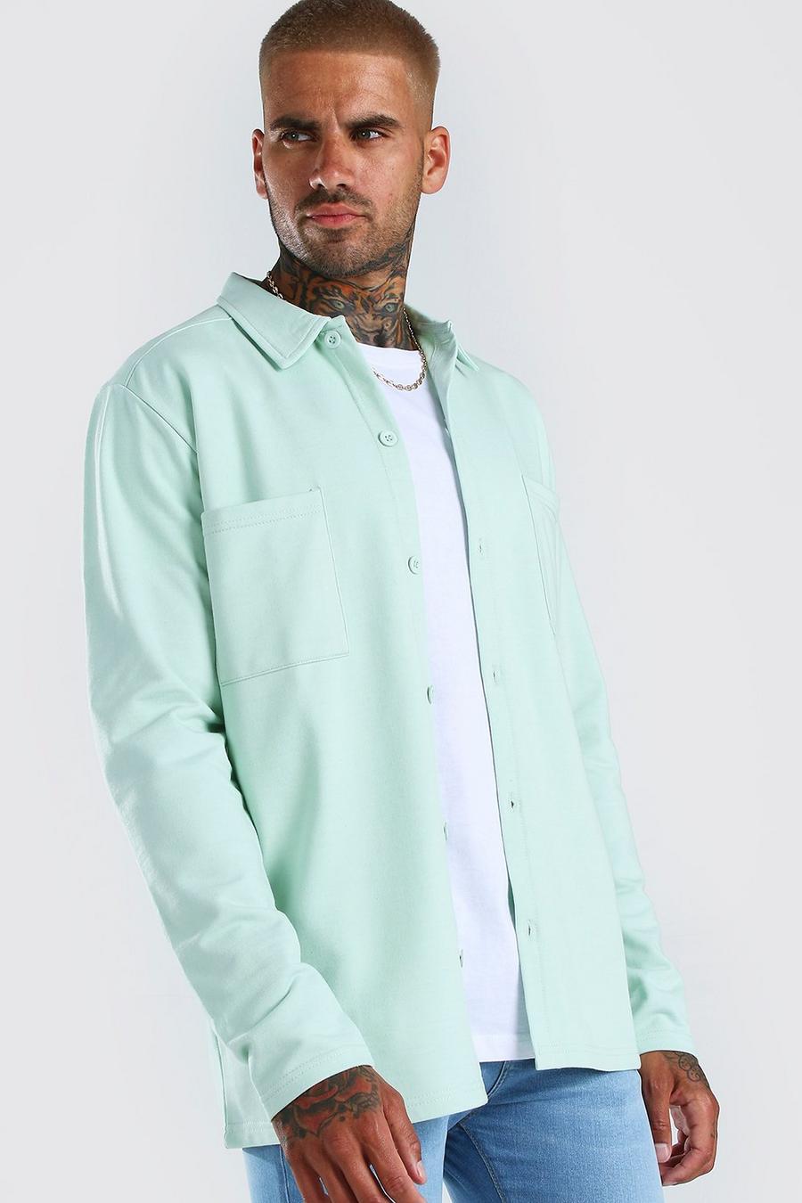 Mint Jersey Utility Button Through Overshirt image number 1