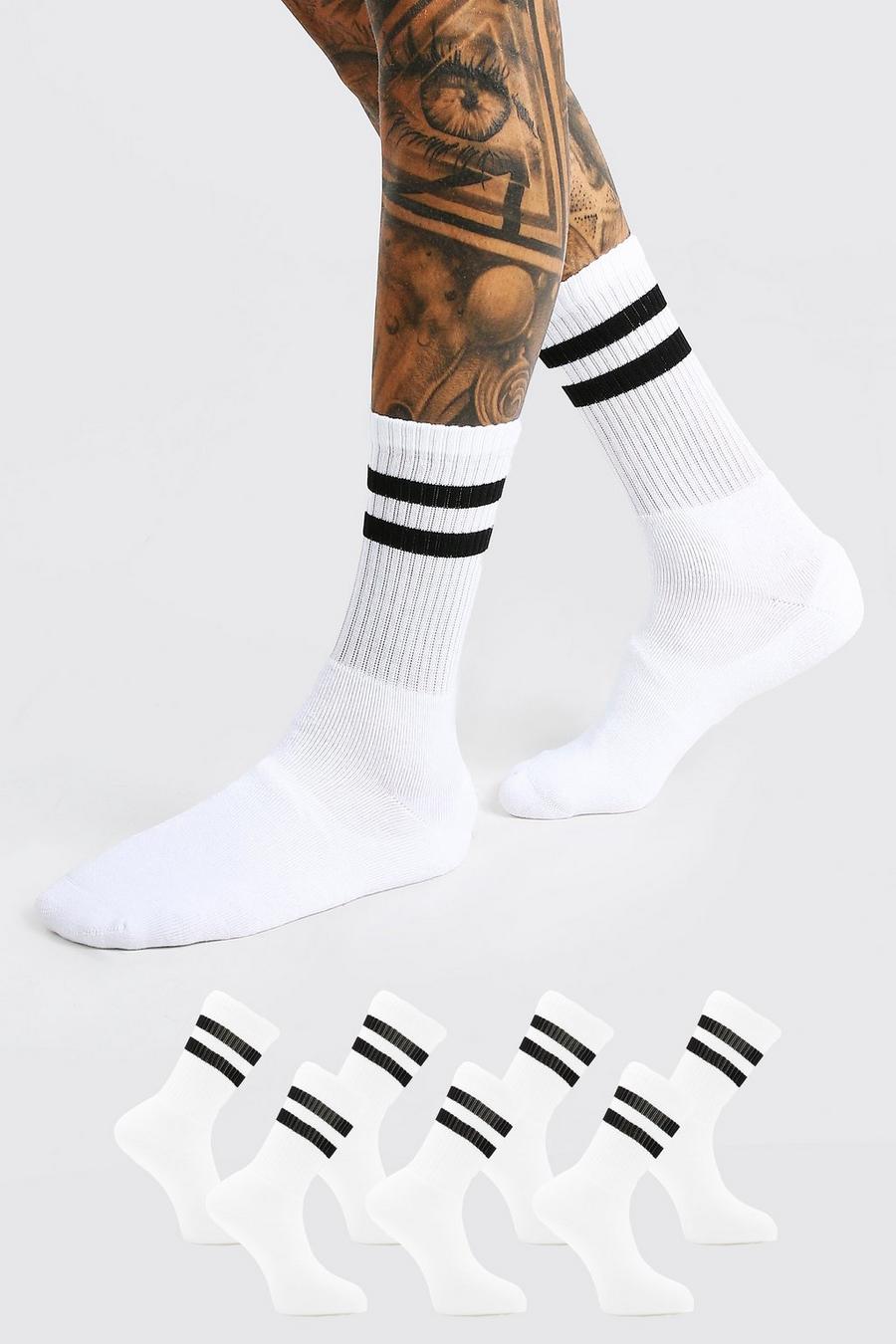 White 7 Pack With 2 Stripe Sports Socks image number 1