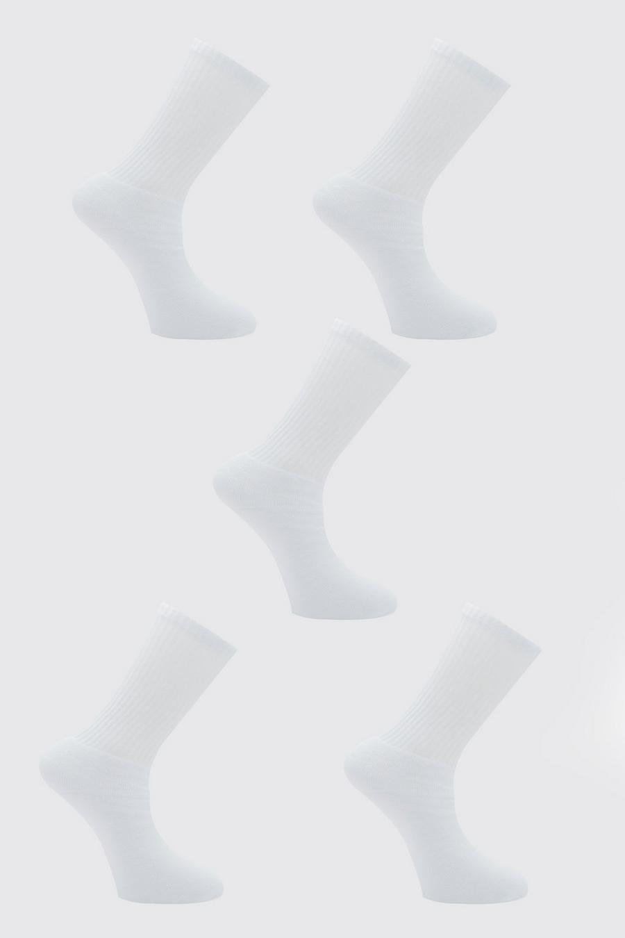 Pack de 5 pares de calcetines deportivos lisos, Blanco image number 1