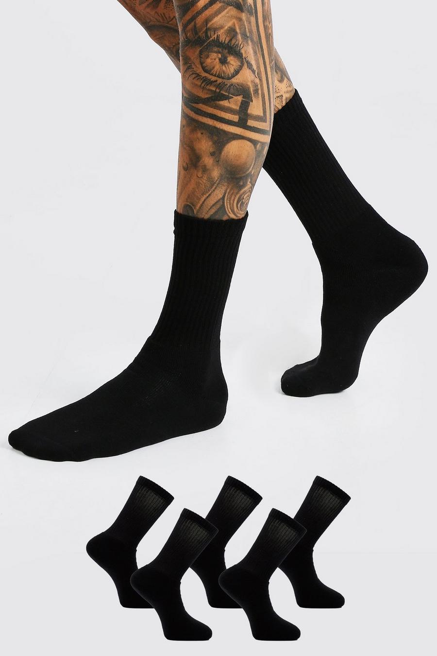 Confezione da 5 paia di calzini sportivi tinta unita, Nero image number 1