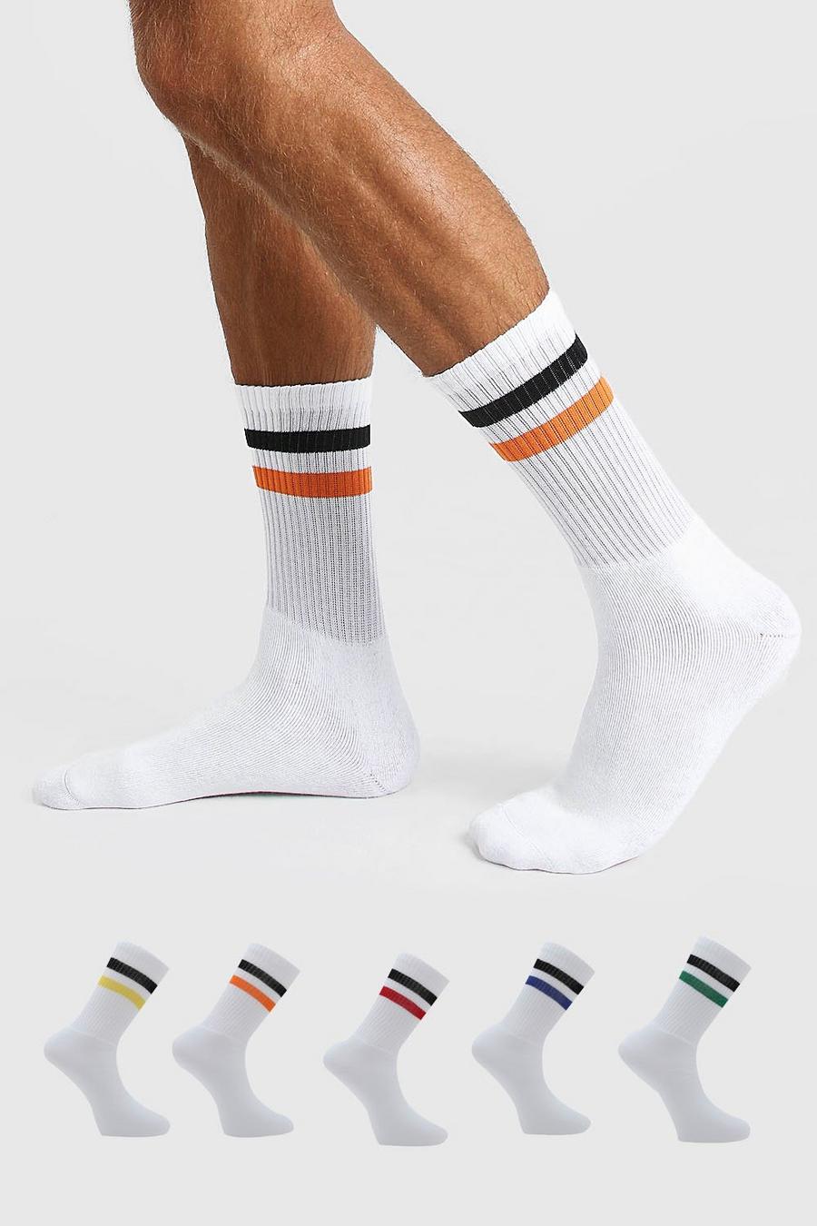Confezione da 5 paia di calzini sportivi millerighe, Bianco image number 1