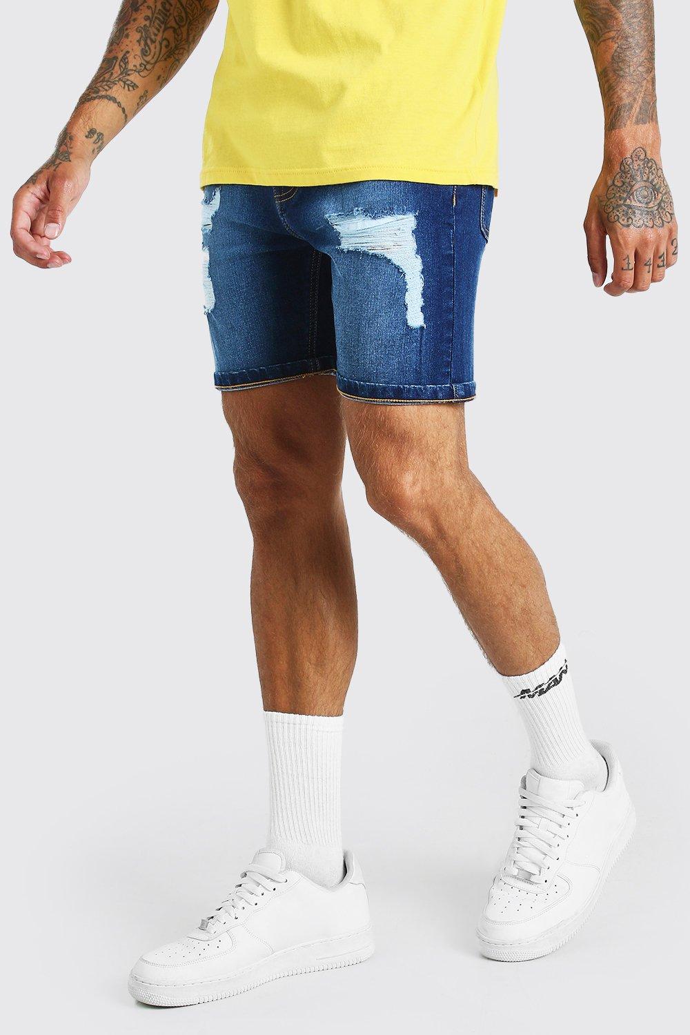 slim fit jean shorts