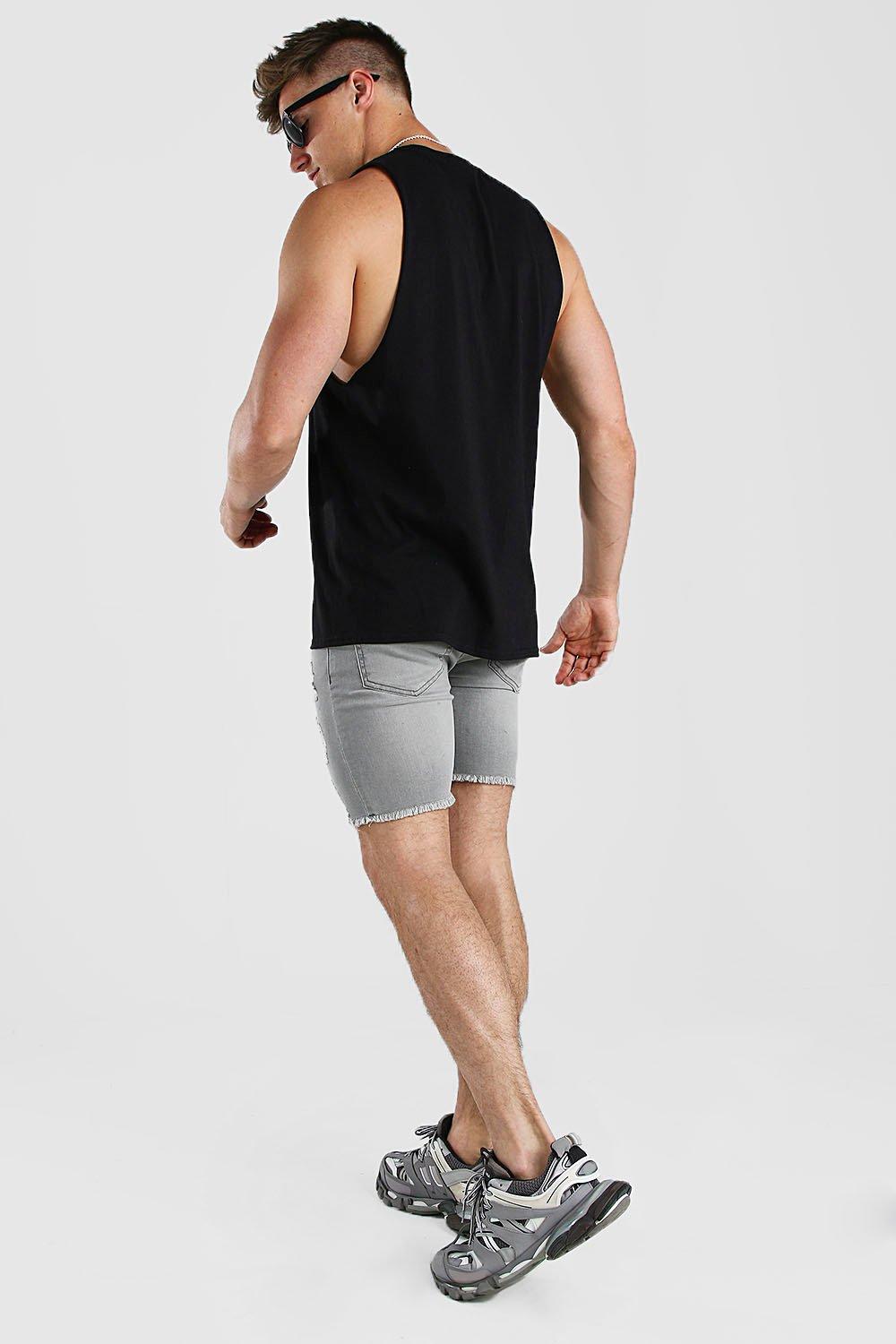 Mens super skinny sales denim shorts