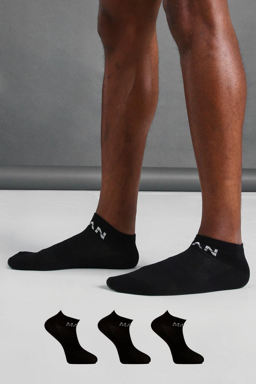 Black MAN Active 3 Pack Ankle Socks image number 1