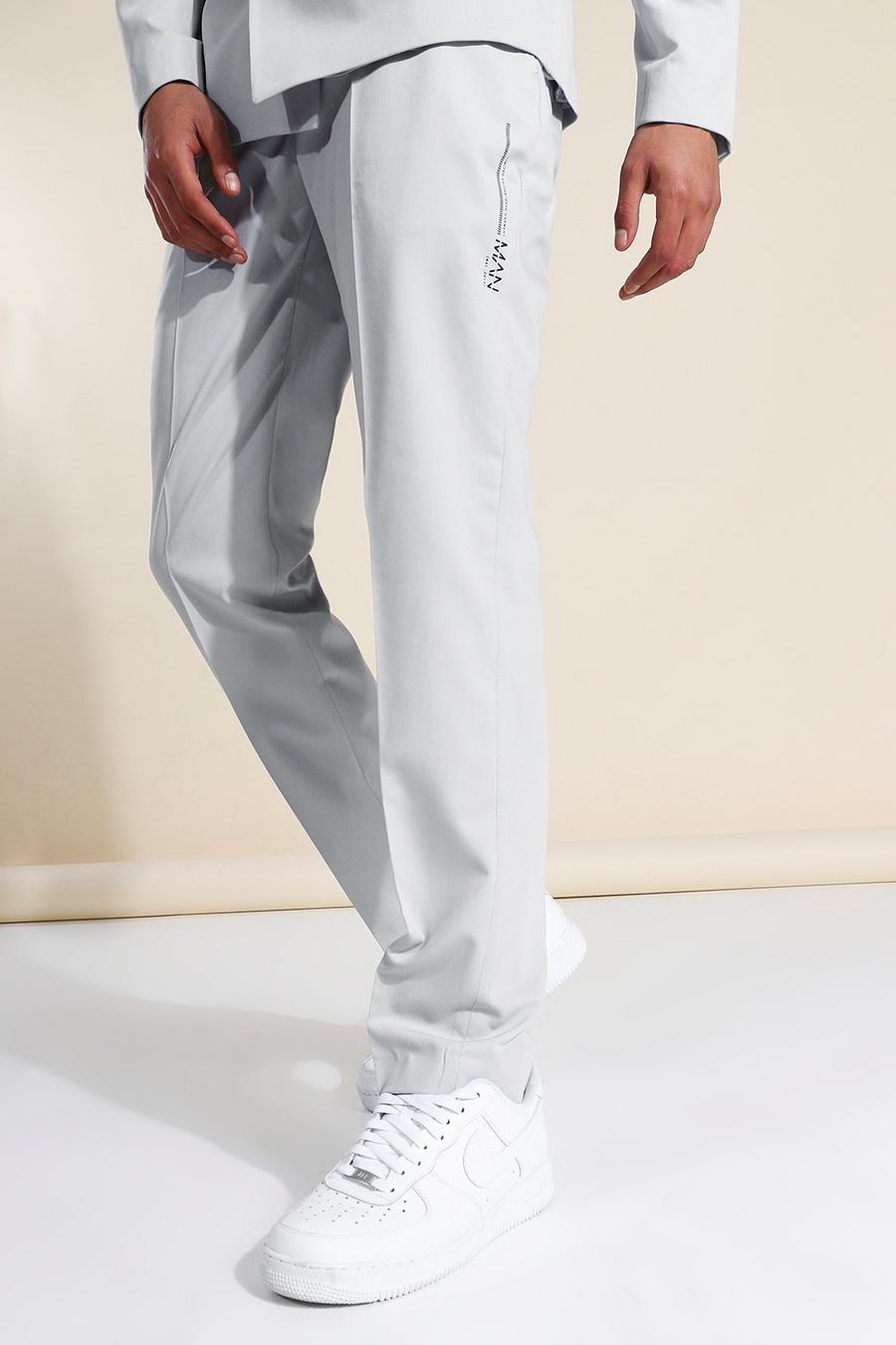 אפור מכנסי חליפה בגזרה צרה עם קפלים image number 1