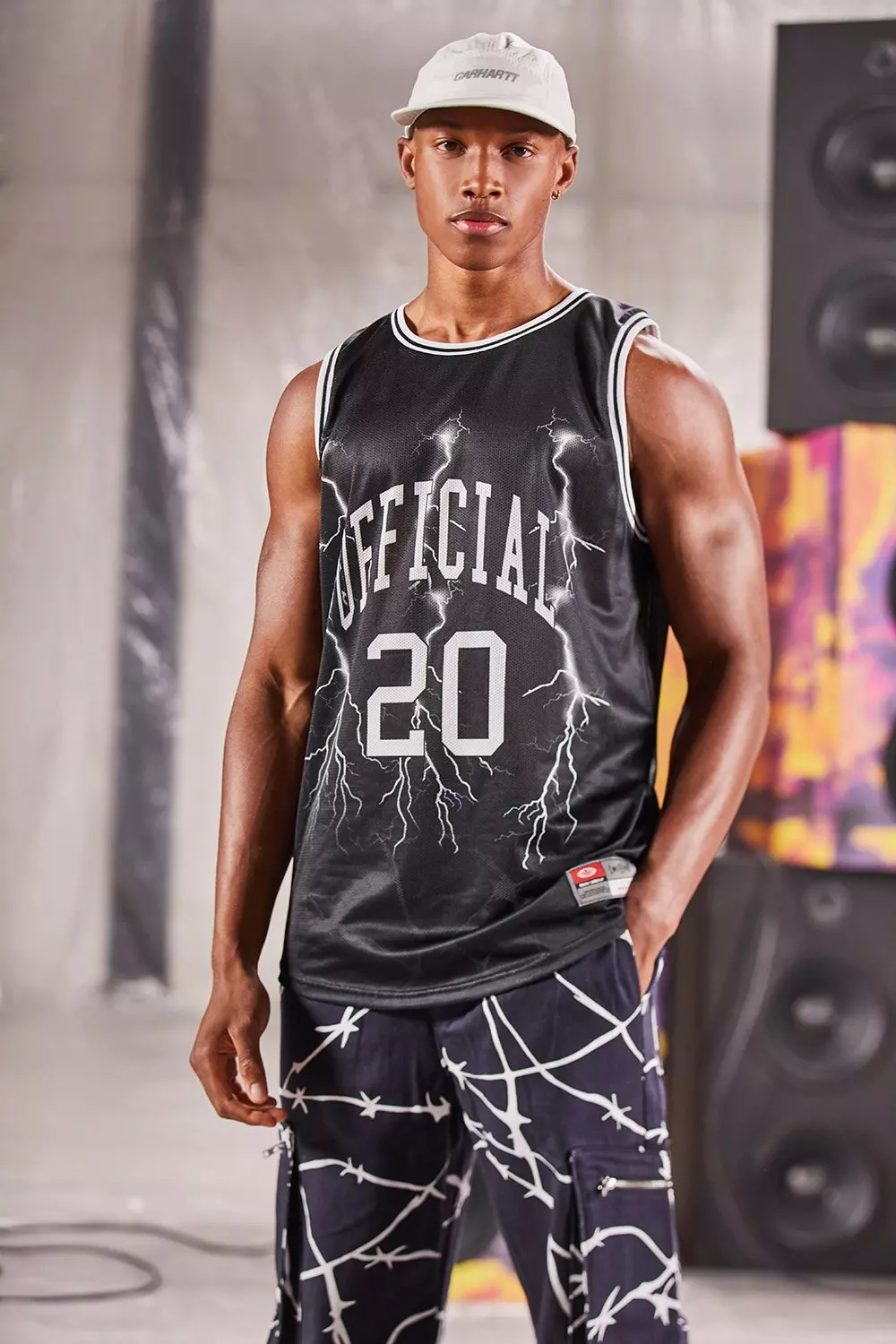 Black MAN Lightning Airtex Basketball Vest alternative image