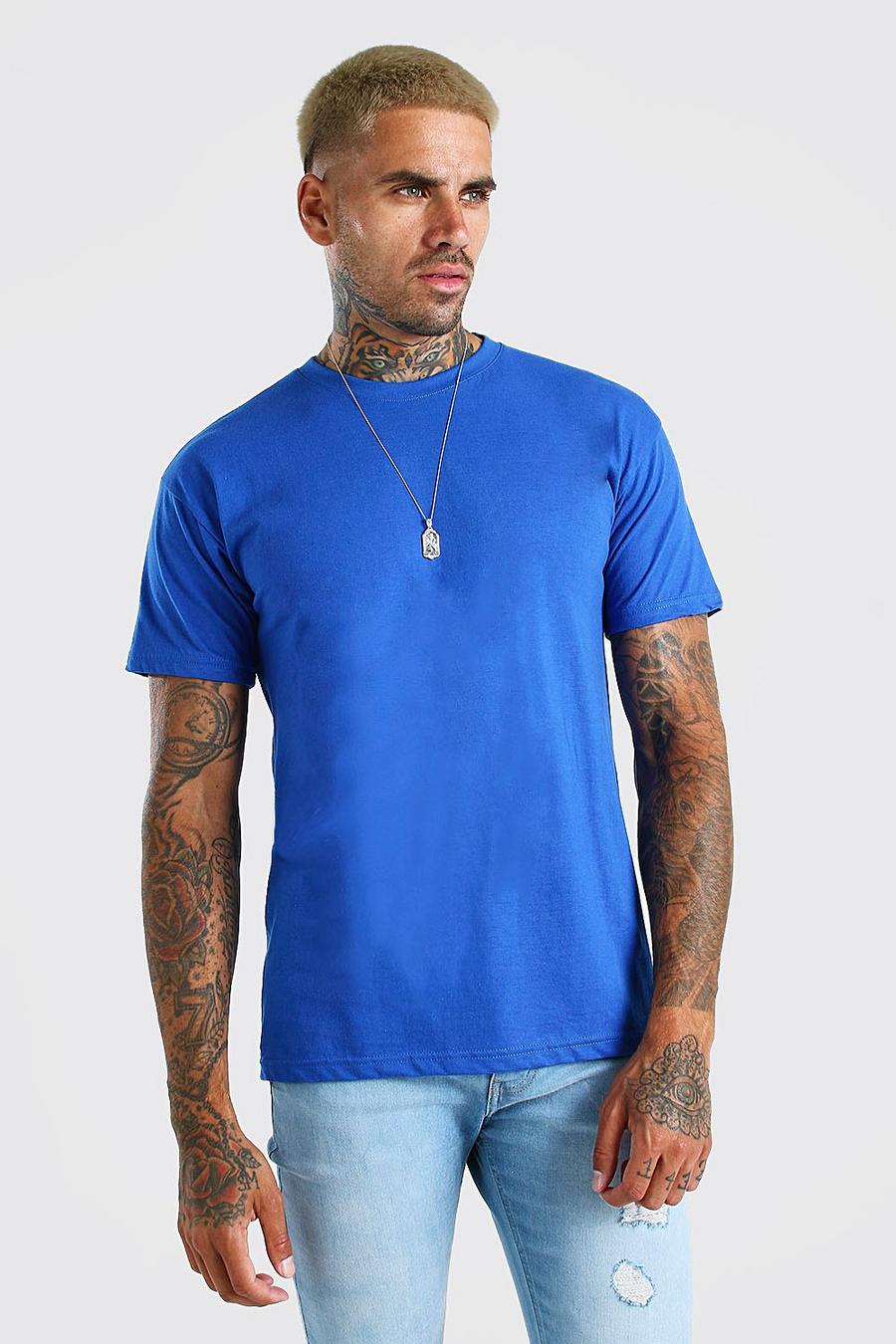Blue Basic T-shirt med rund hals image number 1