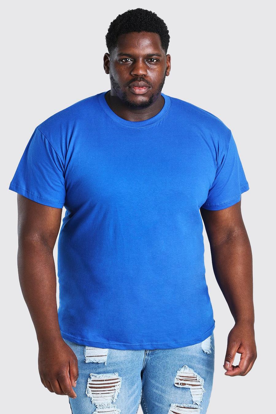 Blue Plus Size Basic Crew Neck T-Shirt image number 1